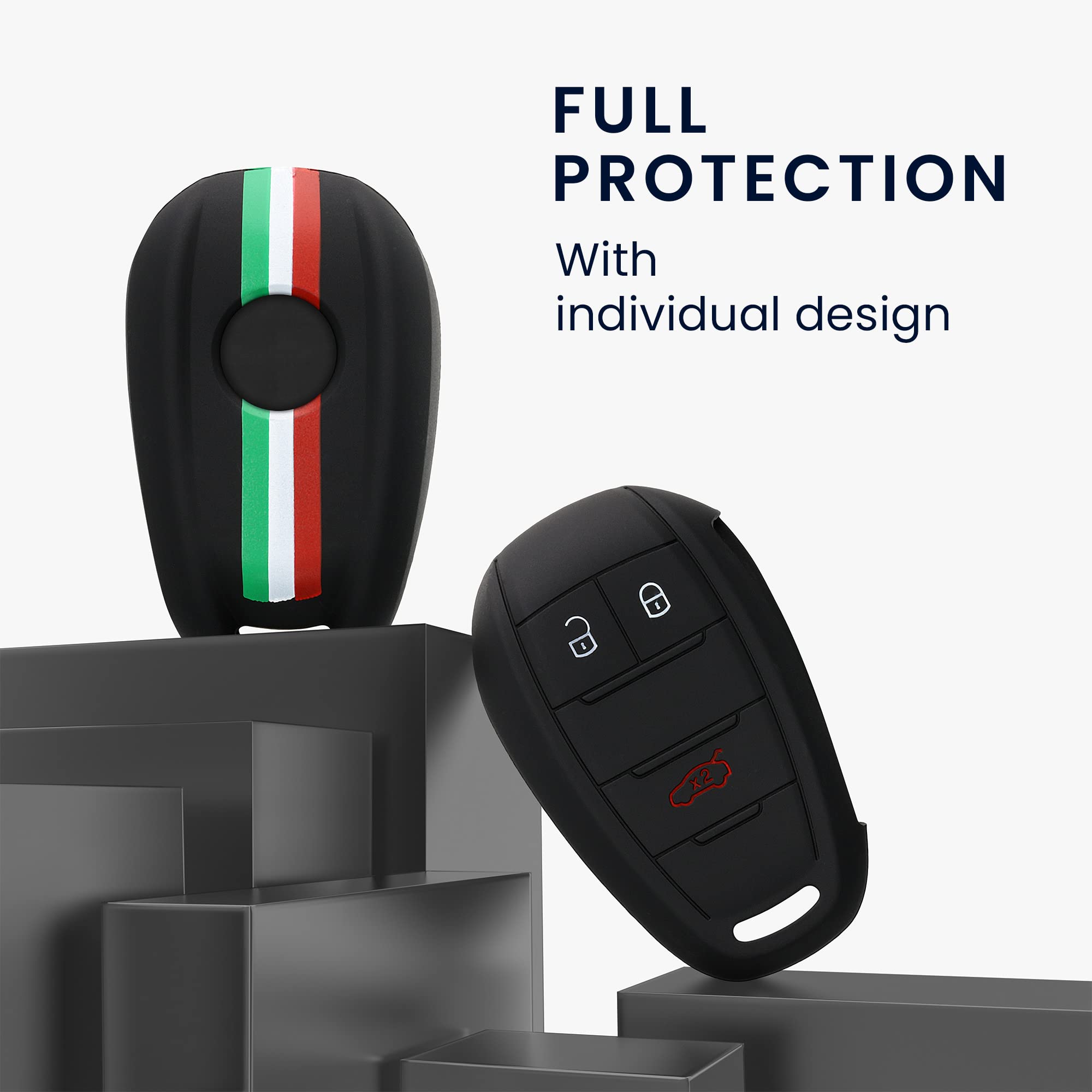 Kwmobile Silicone Key Fob Cover Compatible With Alfa Romeo 3 Button Remote Control Car Key