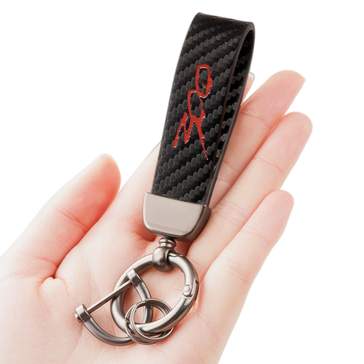 Huiants Carbon Fiber Style Car Keychain 300 Emblem Microfiber Leather Key Chain Compatible With Chrysler 300 300C 300S Accessories