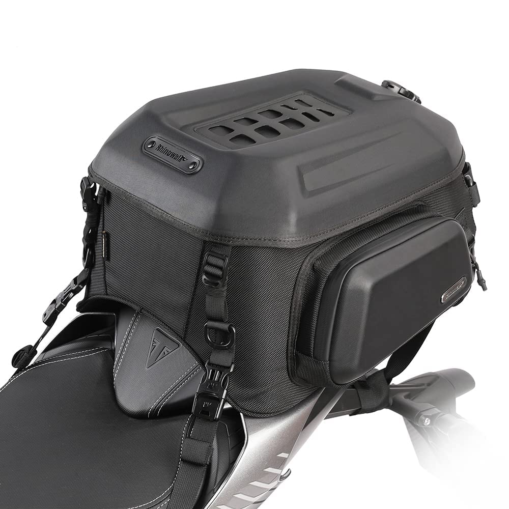 Rhinowalk Motorcycle Travel Luggage, Expandable motorcycle tail bag 35L,Waterproof All Weather/Trunk/Rack Bag with Sissy Bar Str