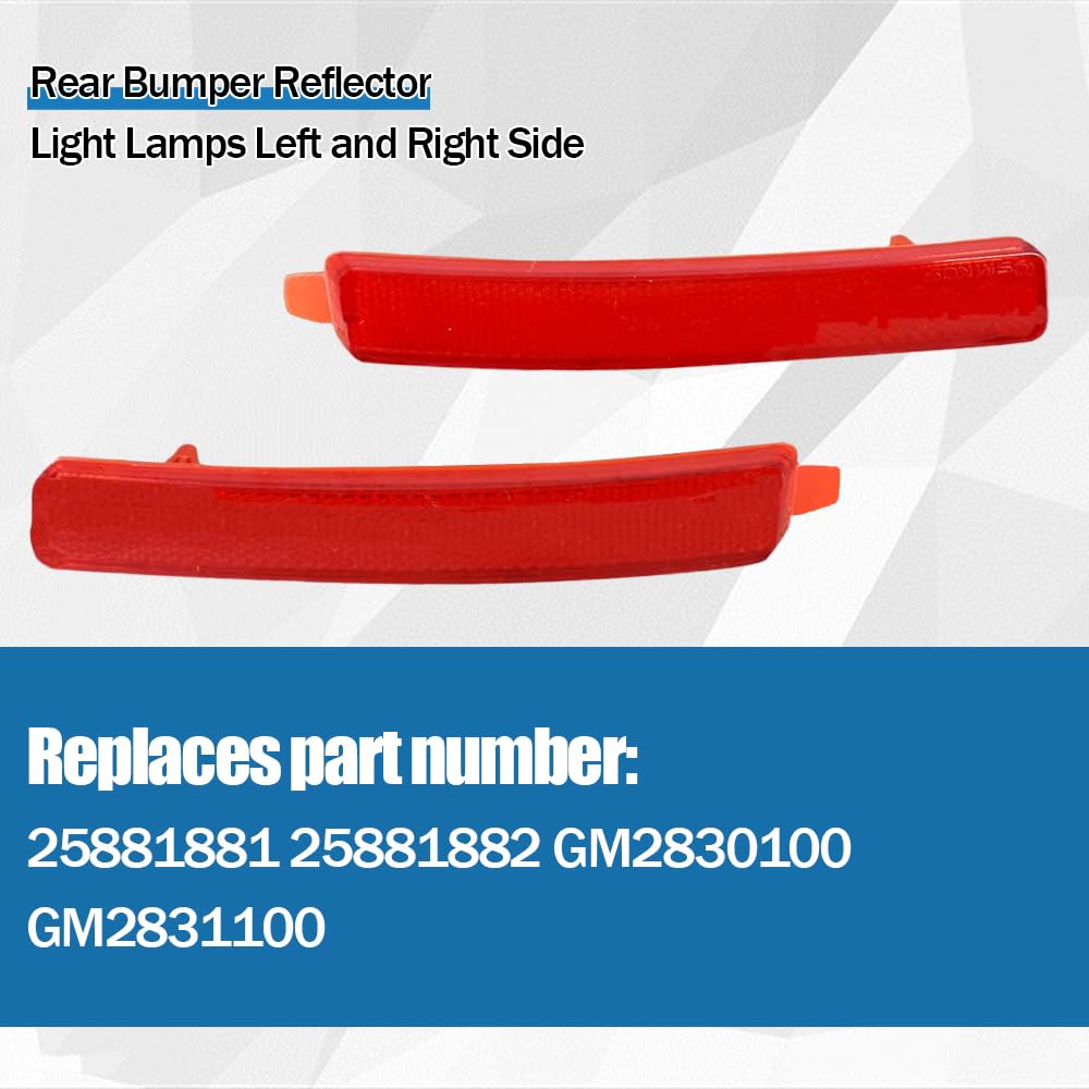 Rear Bumper Reflector Light Lamps Left and Right Side Fits for 2010-2016 Cadillac SRX 2009-2012 Chevy Traverse 2007-2015 GMC Aca