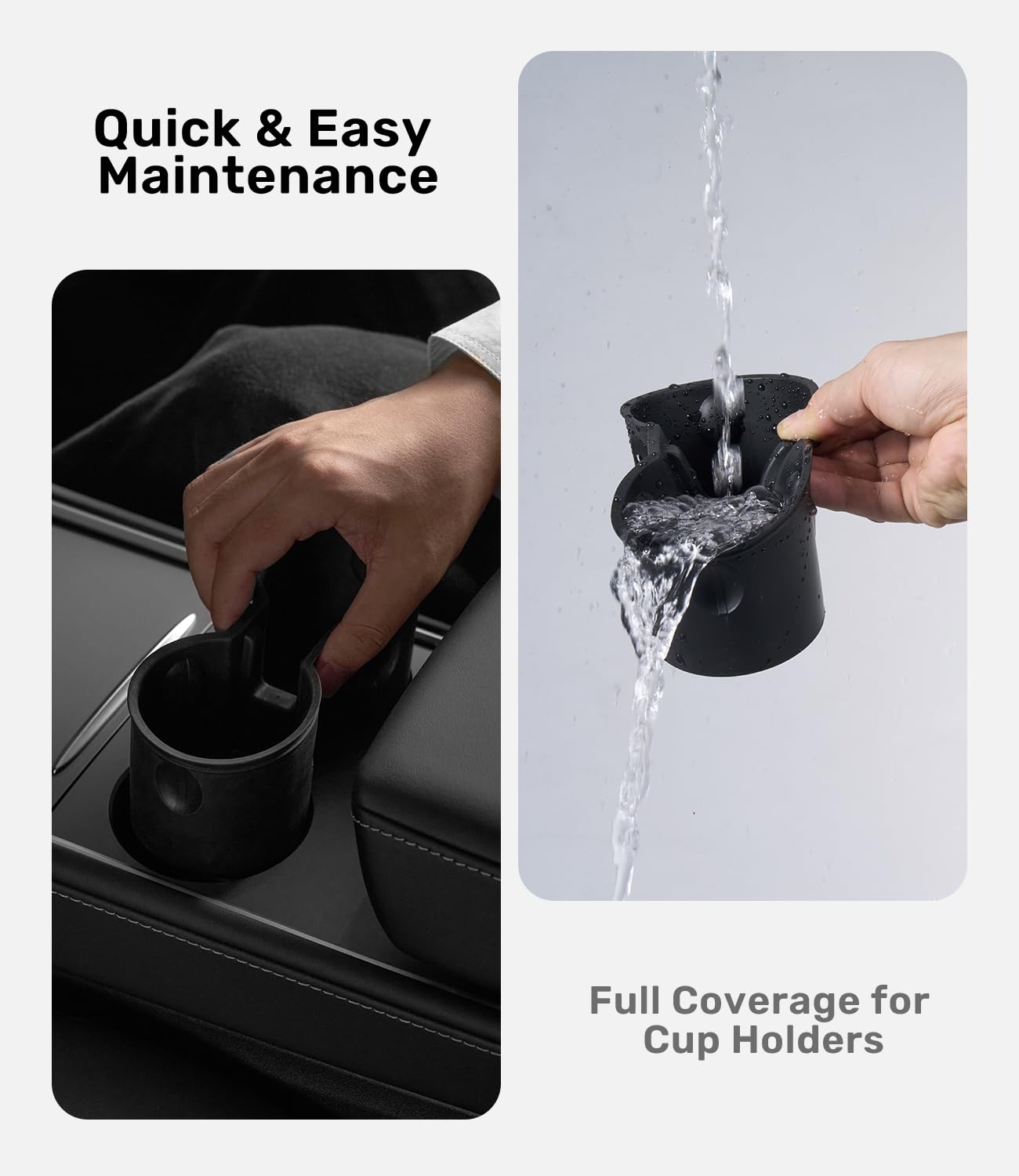 Zanch Tesla Model Y/3 Center Console Cup Holder Insert, Blend Seamlessly, Superior Grip, Black Plastic, 3.3 X 2.8 X 7.2 Inches