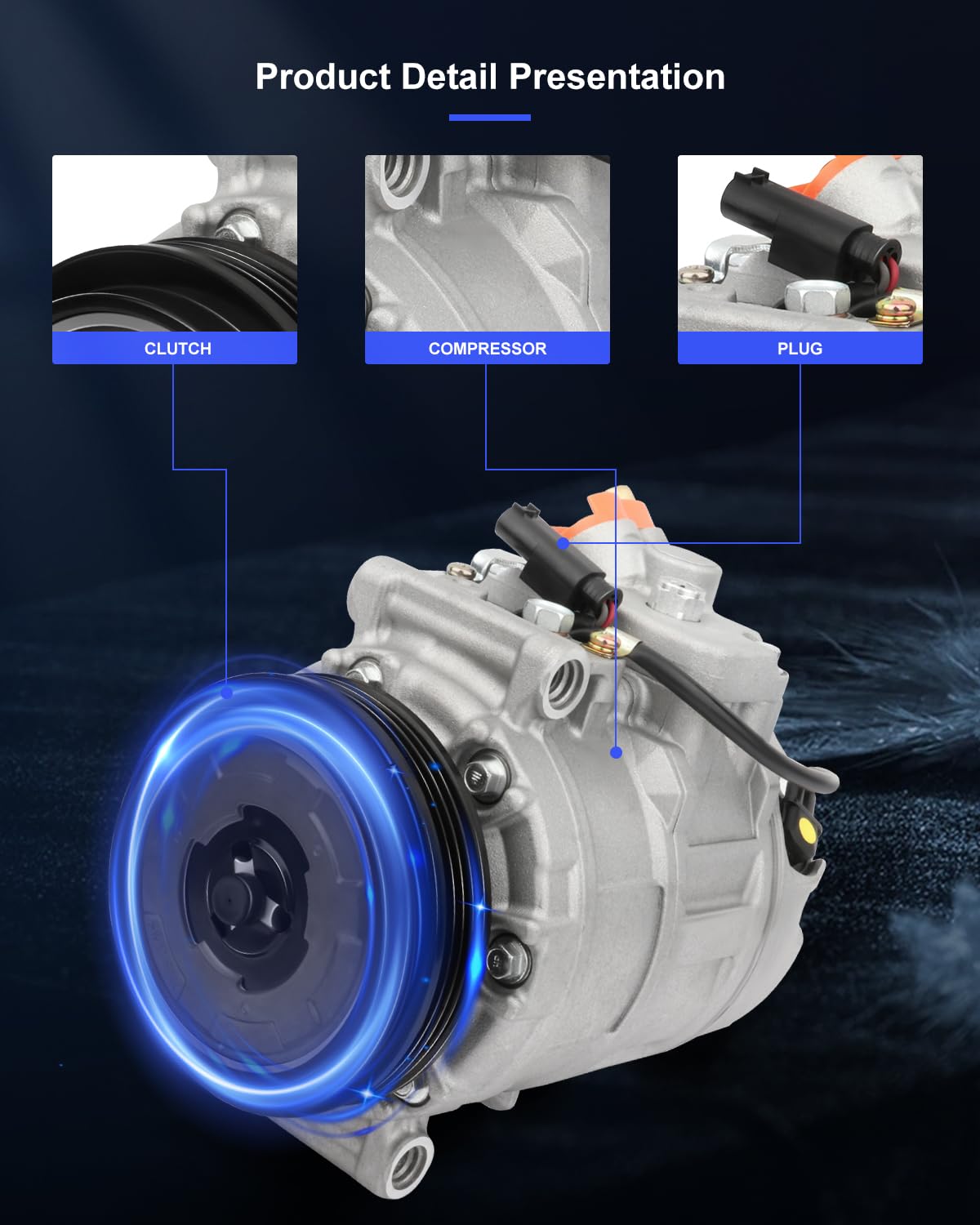 Eccpp Ac Compressor 2004-2005 For Bmw 525I 2.5L For Bmw 530I 3.0L 2009-2011 Compatible For Bmw For 335D 3.0L A/C Compressor With