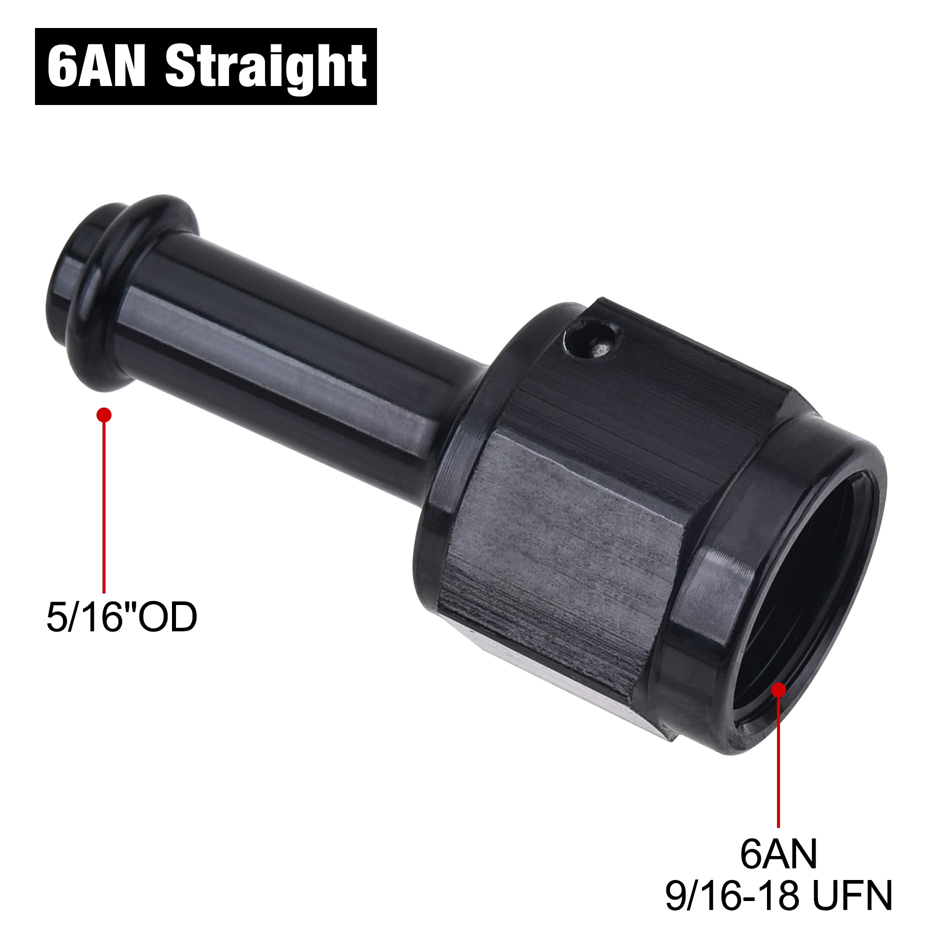 EVIL ENERGY 6AN Female to 5/16'' Barb Hose Fitting Straight Swivel 2PCS