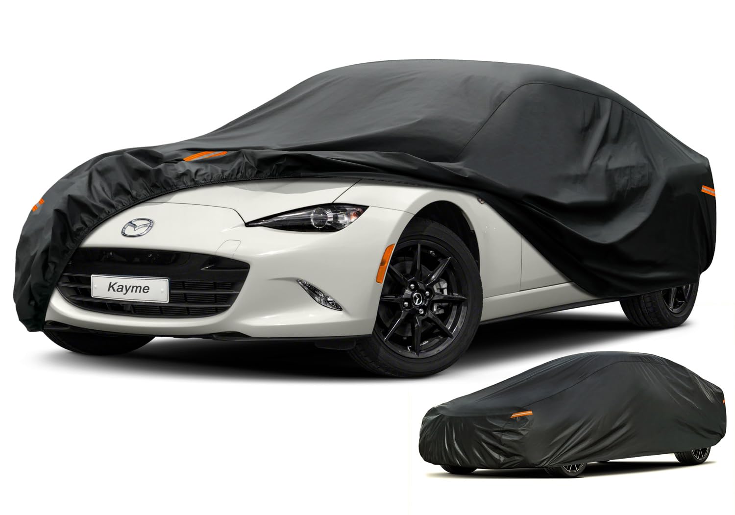 Kayme 7 Layers Heavy Duty Car Cover Waterproof All Weather, Universal Fit For Sedan Coupe Car (Up To 165 Inch), Such As Mazda Mi