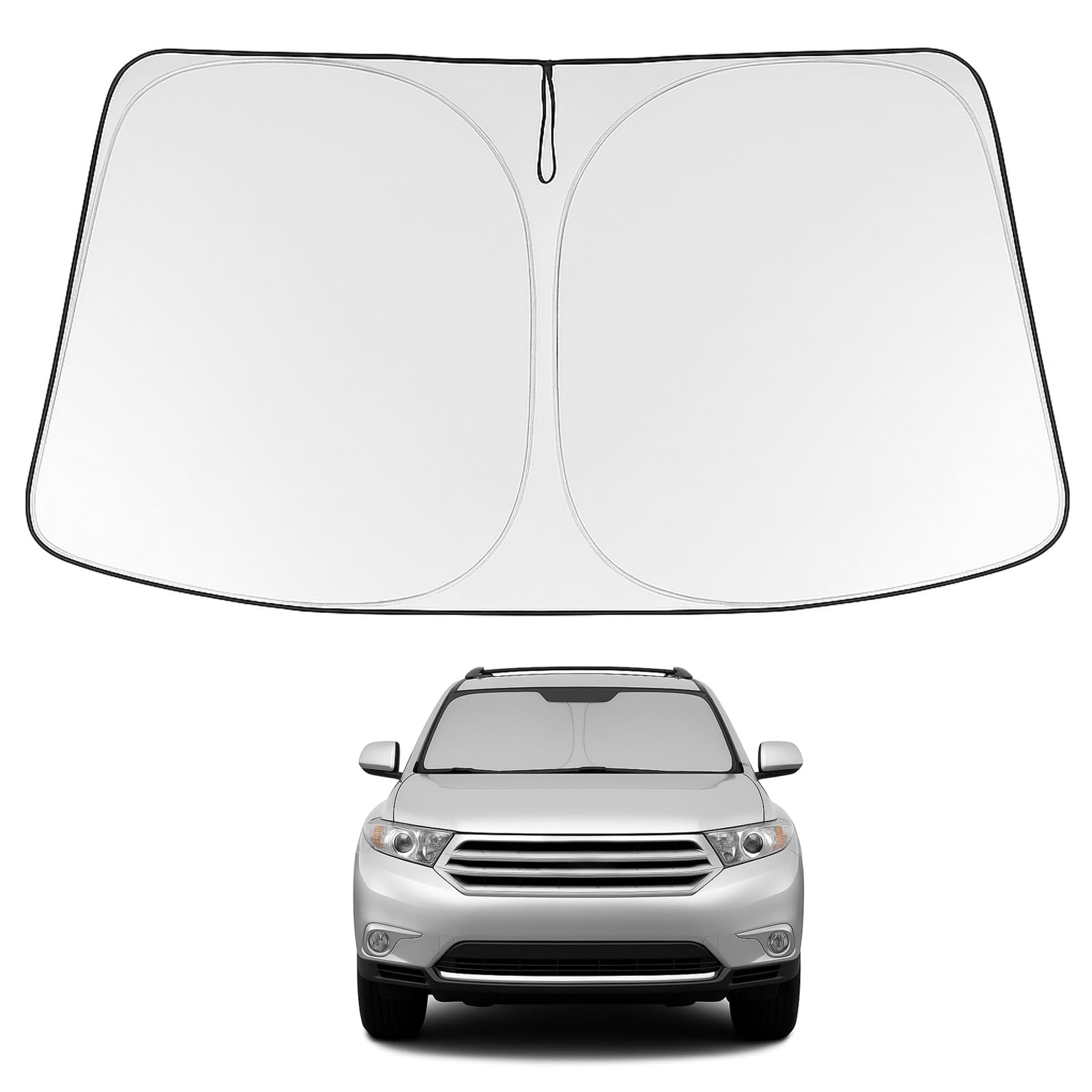 Proadsy 2025 Upgrade Windshield Sun Shade For Toyota Highlander 2008-2013 Foldable Front Sunshade Protector Sun Visor Blocks Uv