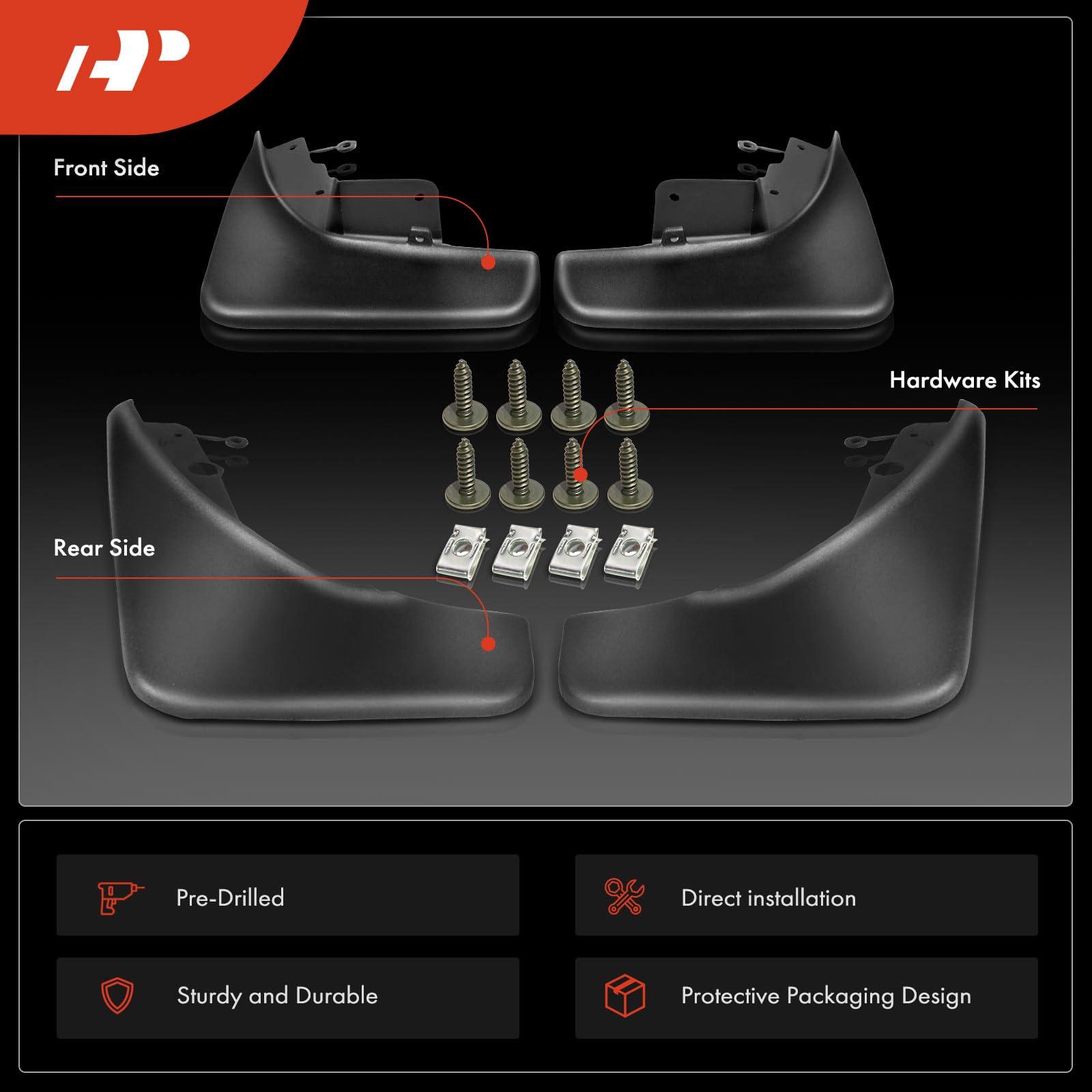 A-Premium Set Of 4Pcs Mud Flaps Splash Guards Mudguard Mudflap With Hardware Kits Accessory Compatible With Jeep Grand Cherokee