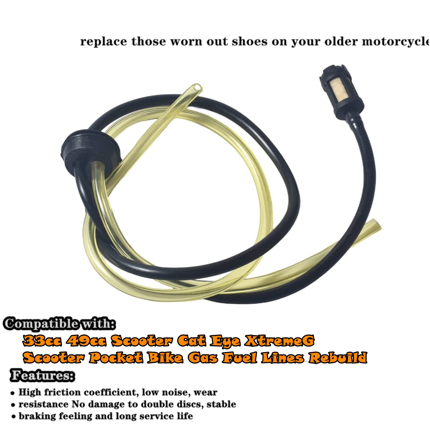 Gas Lines Fuel Hose Compatible With X1 X2 X7 X8 Cat Eye Zooma Ty Rod G-Scooter 49Cc-35 Inch Long Version