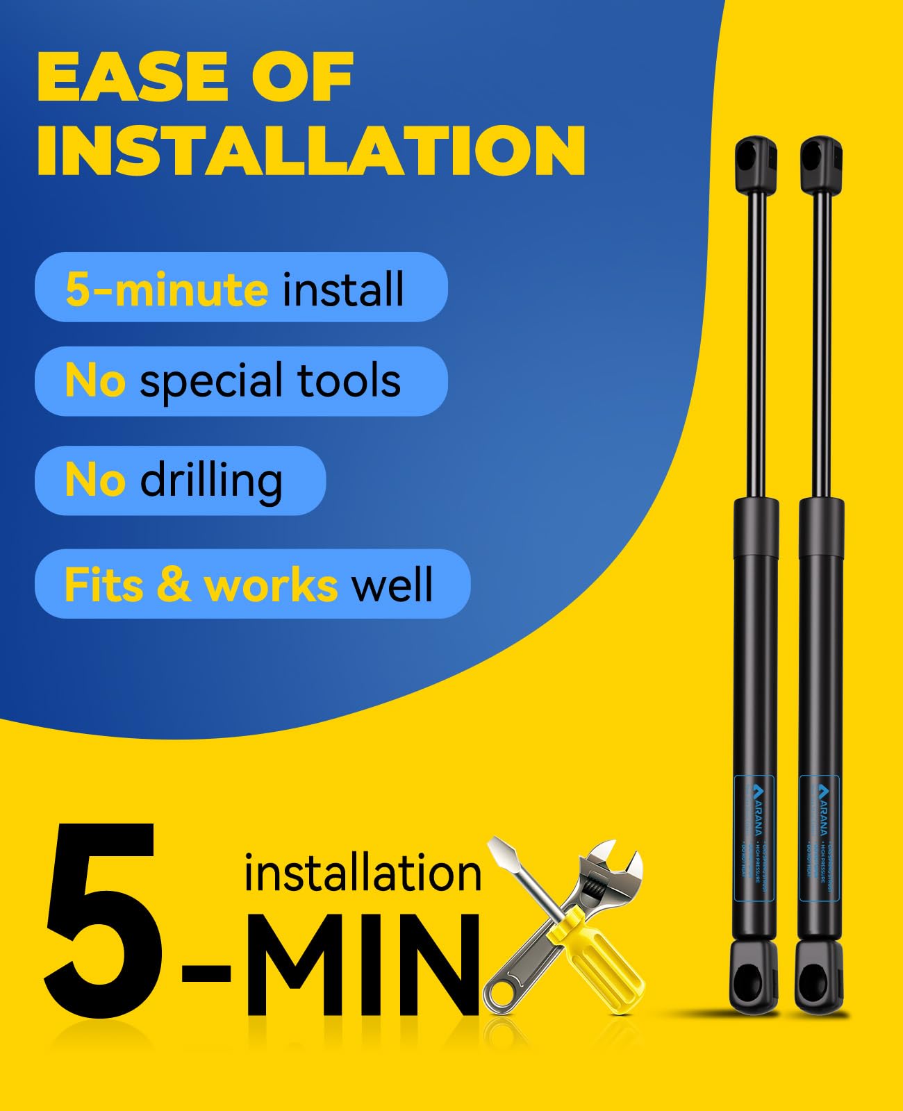 ARANA ML33-40 15 inch 45 Lbs Gas Struts Spring Shocks C16-23933 Lift Supports Replacement for Leer Camper Shell Snugtop A.R.E Tr