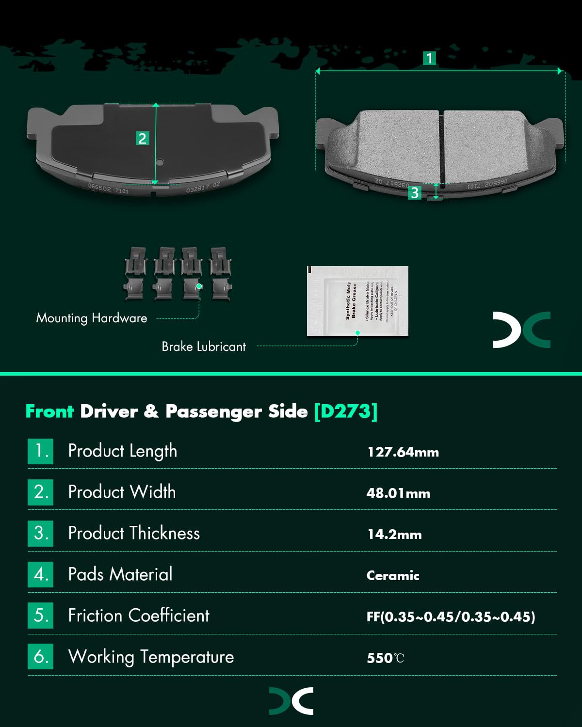 Ceramic Brake Pads Kit,Scitoo Brake Pads Front Fit For Ford C-Max/Ecosport/Escape/Focus,For Ford Transit Connect,For Mazda 3/5,F