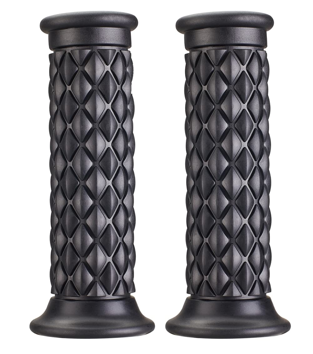 Nuoxinus Motorcycle Hand Grips With Bar End Cap, Non Slip Rubber Handlebar Thruster Grip Universal For 7/8' 22Mm 1' 24Mm Handle Bar (Black)