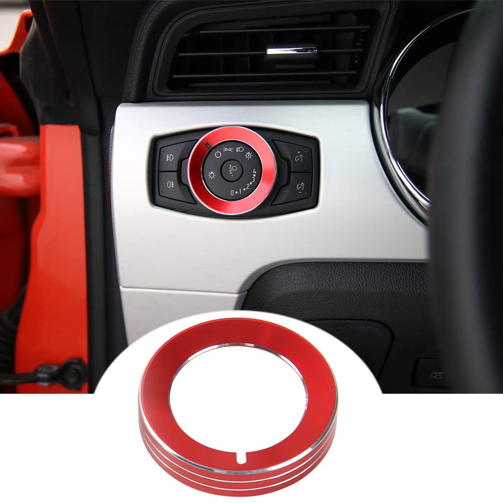 Rt-Tcz For F150 Headlight Switch Knob Ring Trim Cover For Ford F150 Mustang 2015-2020 Red Interior Accessories