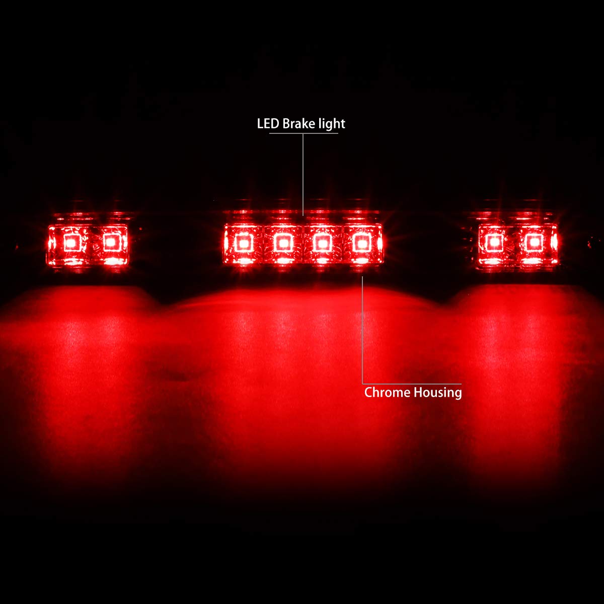 Dna Motoring 3Bl-F15092-Led-Ch Chrome Housing Led High Mount 3Rd Third Brake Light [Compatible With 92-96 Ford F150 / 92-97 F250 F350]