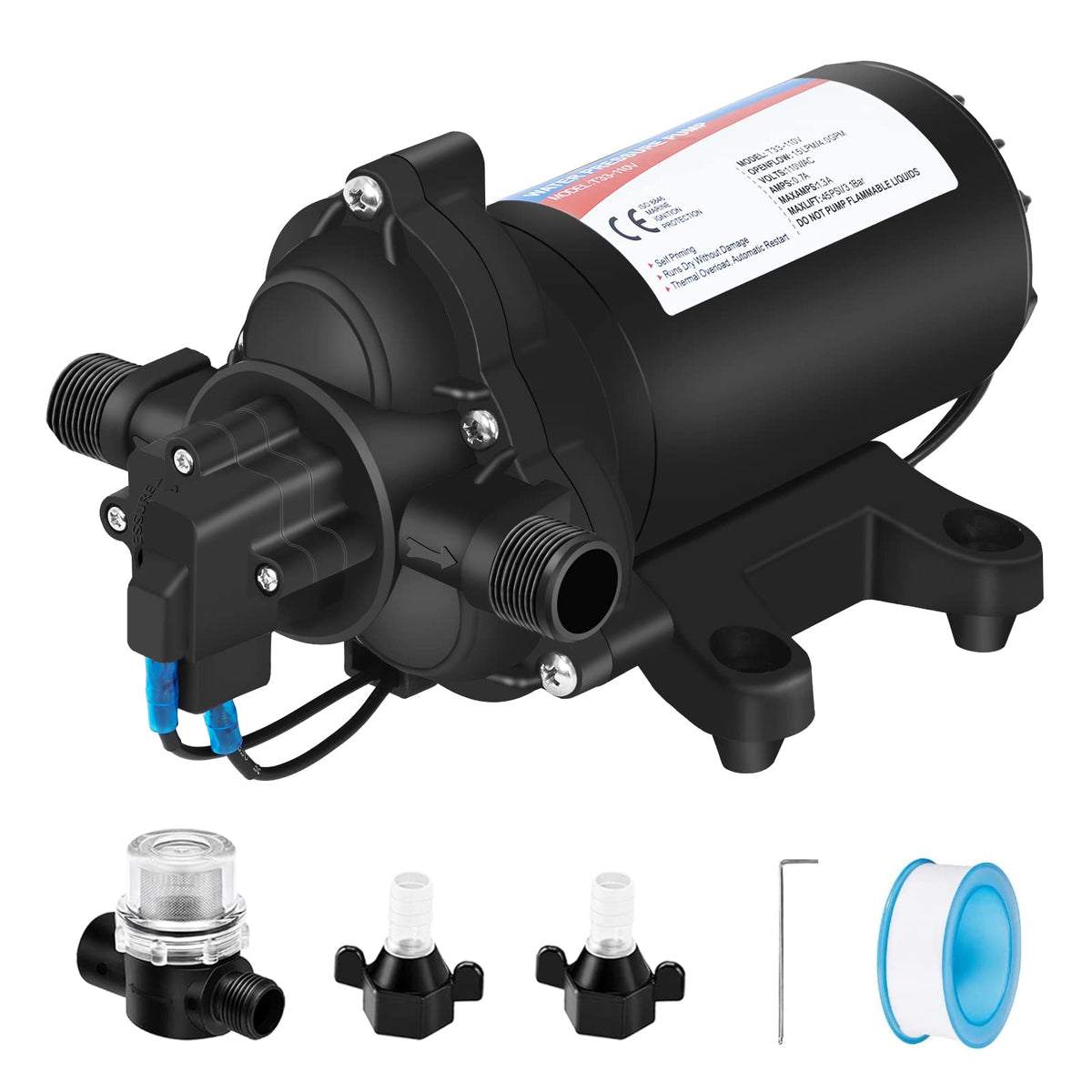 Youngtree Water Pressure Diaphragm Pump 110V Ac 4.0Gpm 45Psi, Industrial Self Priming Water Booster Pump 110Volt For Sprayer Sin