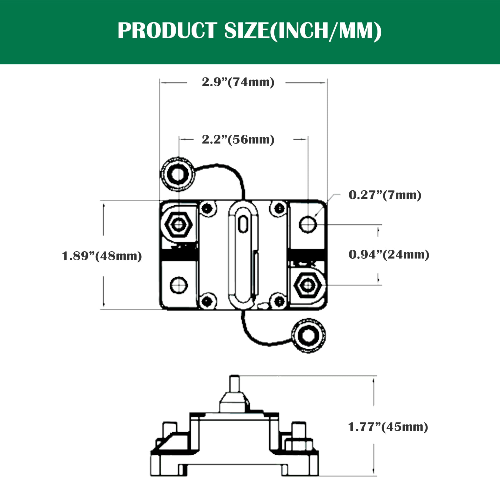 Lenkrad 60 Amp Marine Circuit Breaker With Manual Reset Switch Button For Boat Marine Rv Yacht, 12V - 48V Dc, Waterproof, Surface Mount(60 Amp Circuit Breaker)