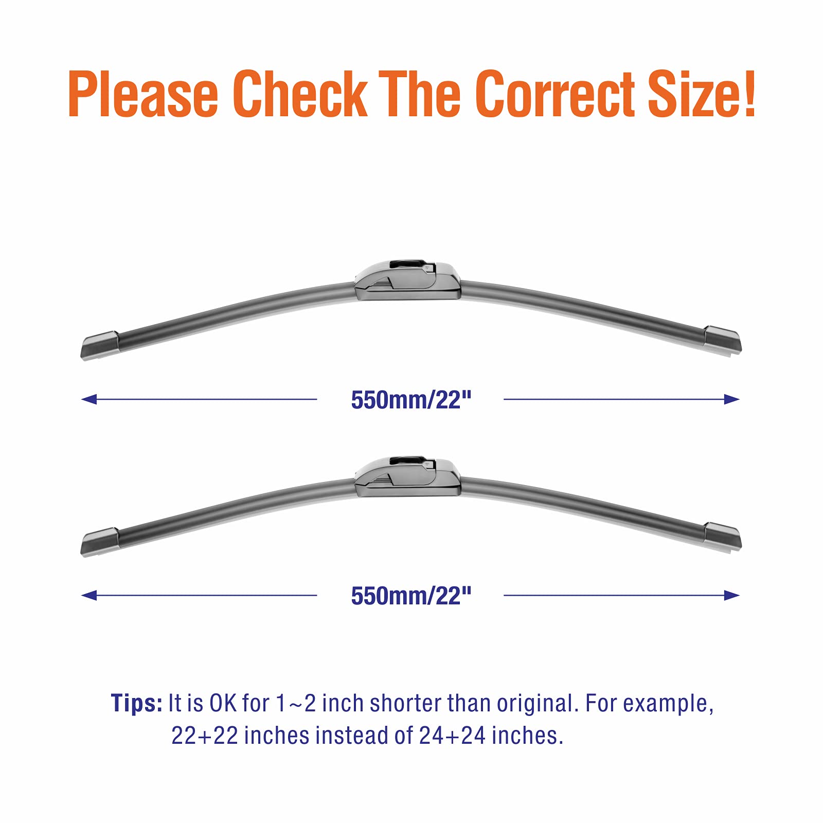 Wowiper Wiper Blades 22'' + 22'' Automotive Replacement Windshield Wiper Blades For My Car Premium All-Seasons Oe Quality Wipers