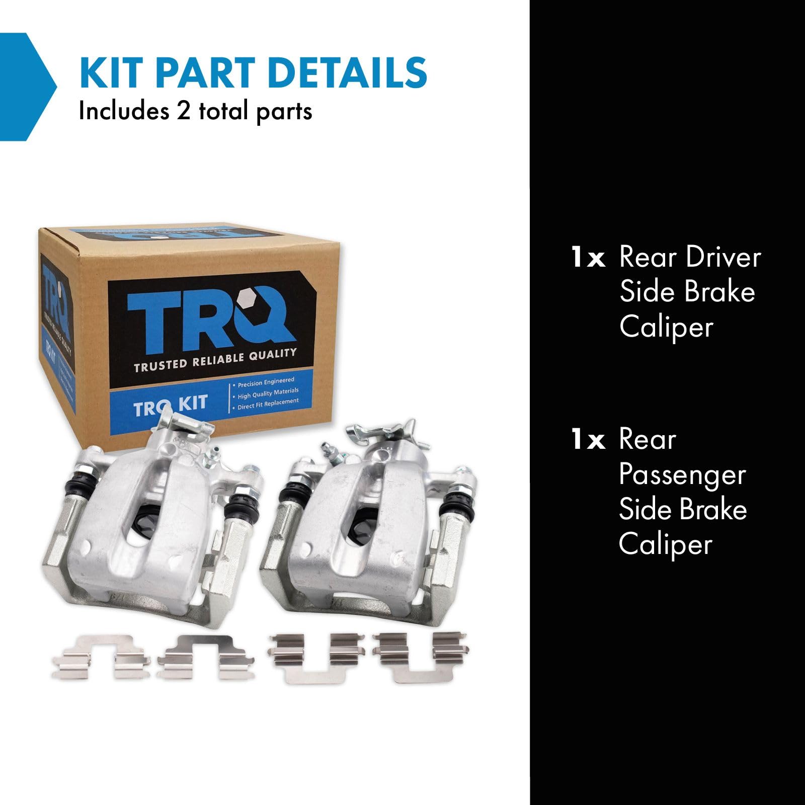 Trq Rear Brake Caliper Set Compatible With 2012-2019 Fiat 500