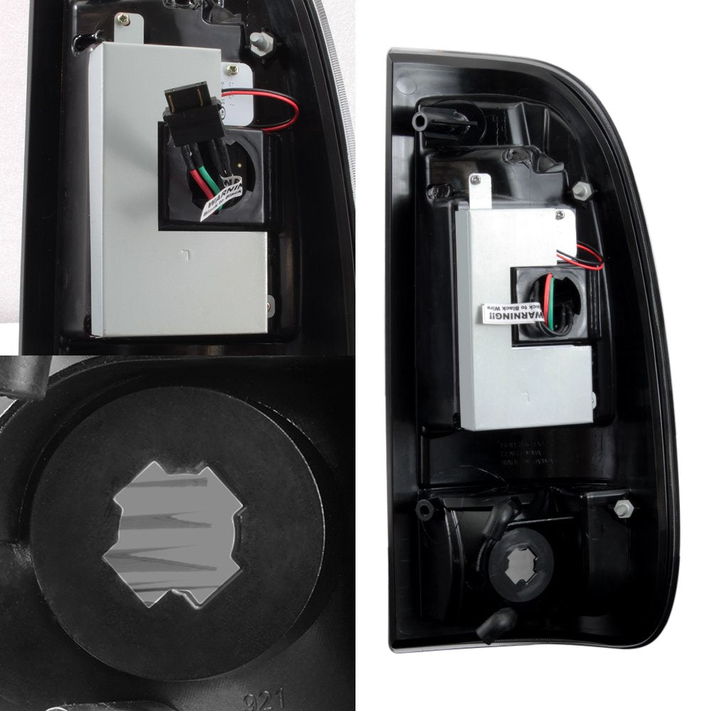 Akkon - For Black Smoked 2008-2016 Ford F250 F350 F450 F550 Superduty Led Tube Tail Lights Pair Brake Lamps