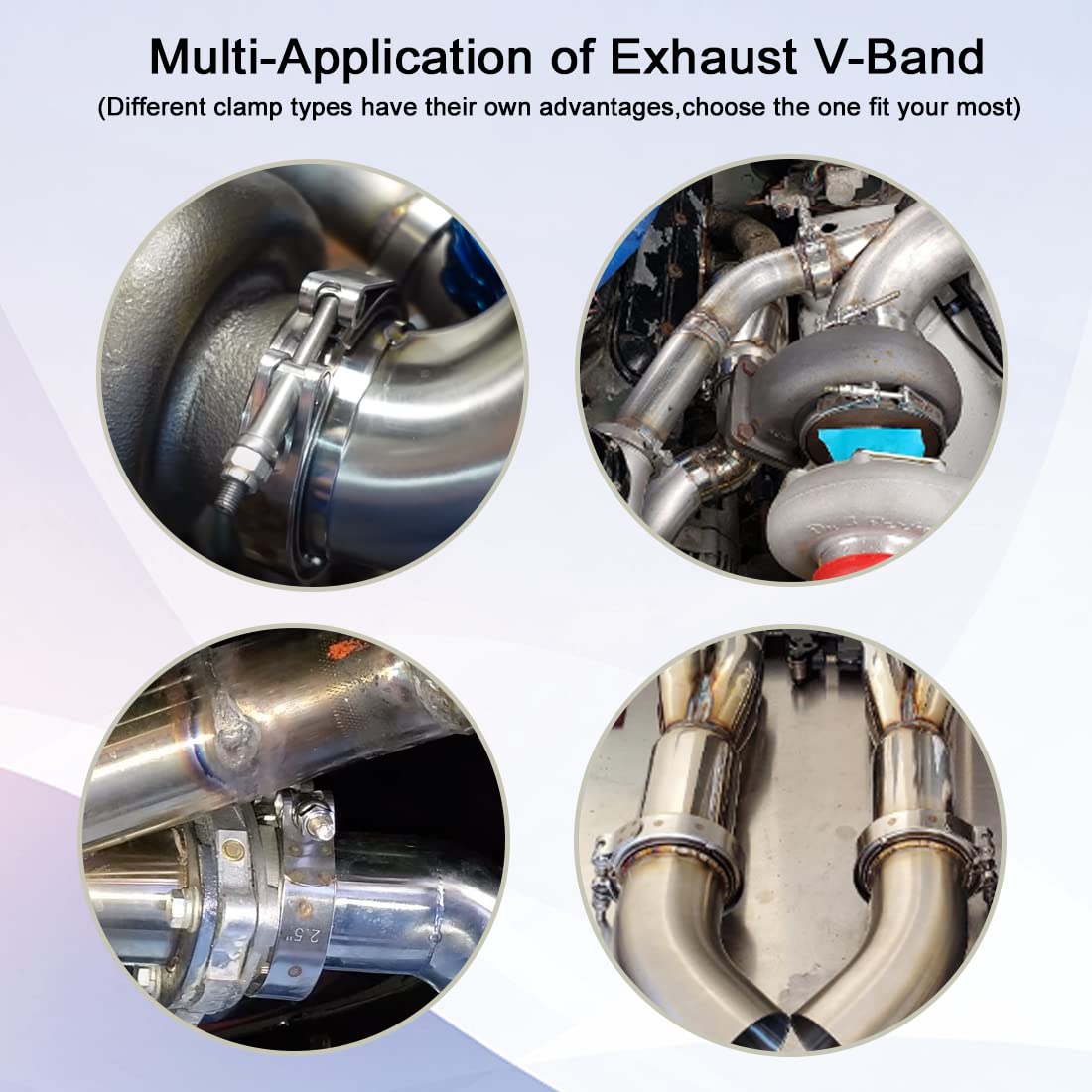 Elifecenter Stainless 2.5'' Exhaust V Band Clamp w/ T304 Stainless Flanges-2-1/2 Inch Exhaust V Clamp