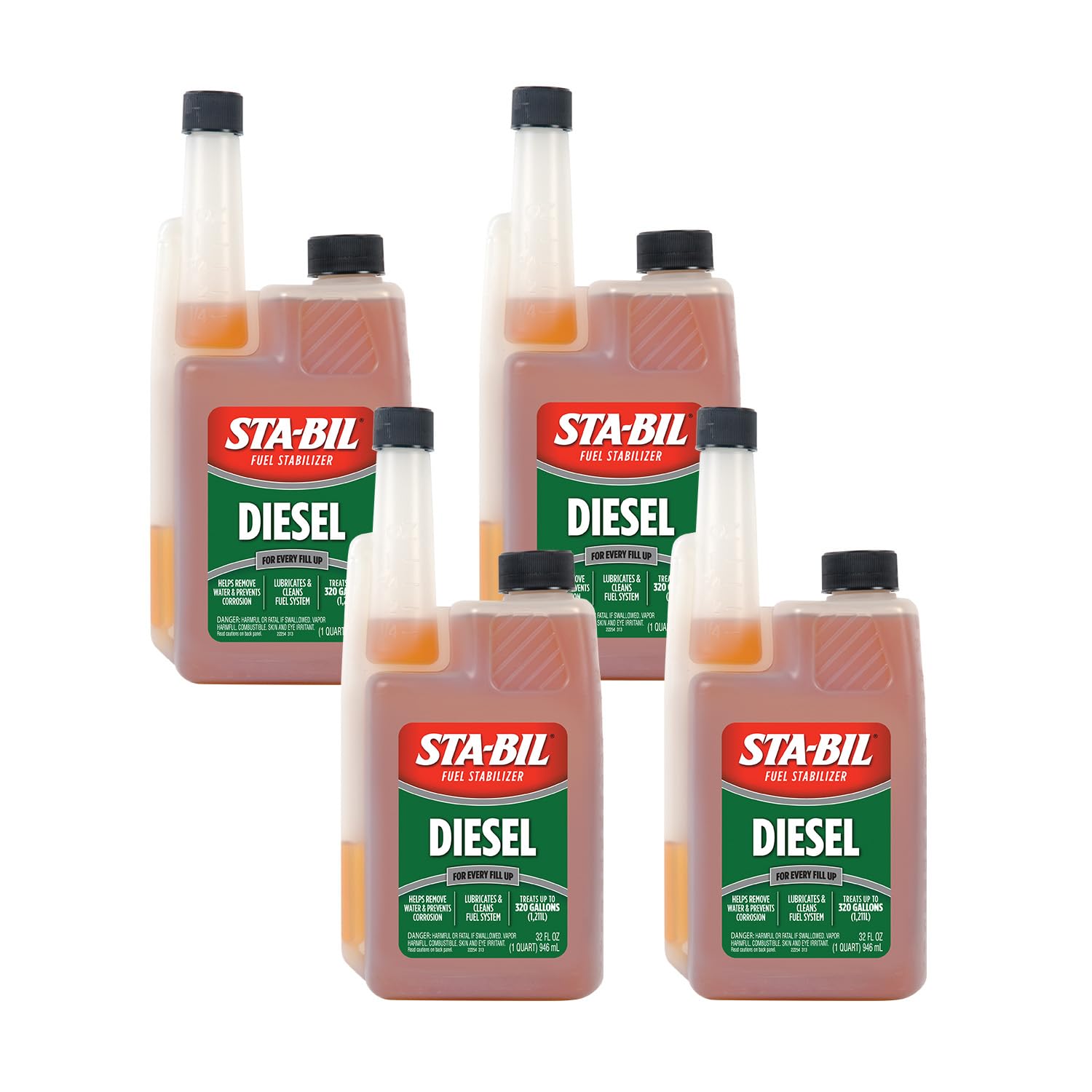 Sta-Bil Diesel Fuel Stabilizer And Performance Improver - Keeps Diesel Fuel Fresh For Up To 12 Months - Lubricates And Cleans The Fuel System - Treats Up To 320 Gallons Per 32 Fl. Oz. (Pack Of 4)