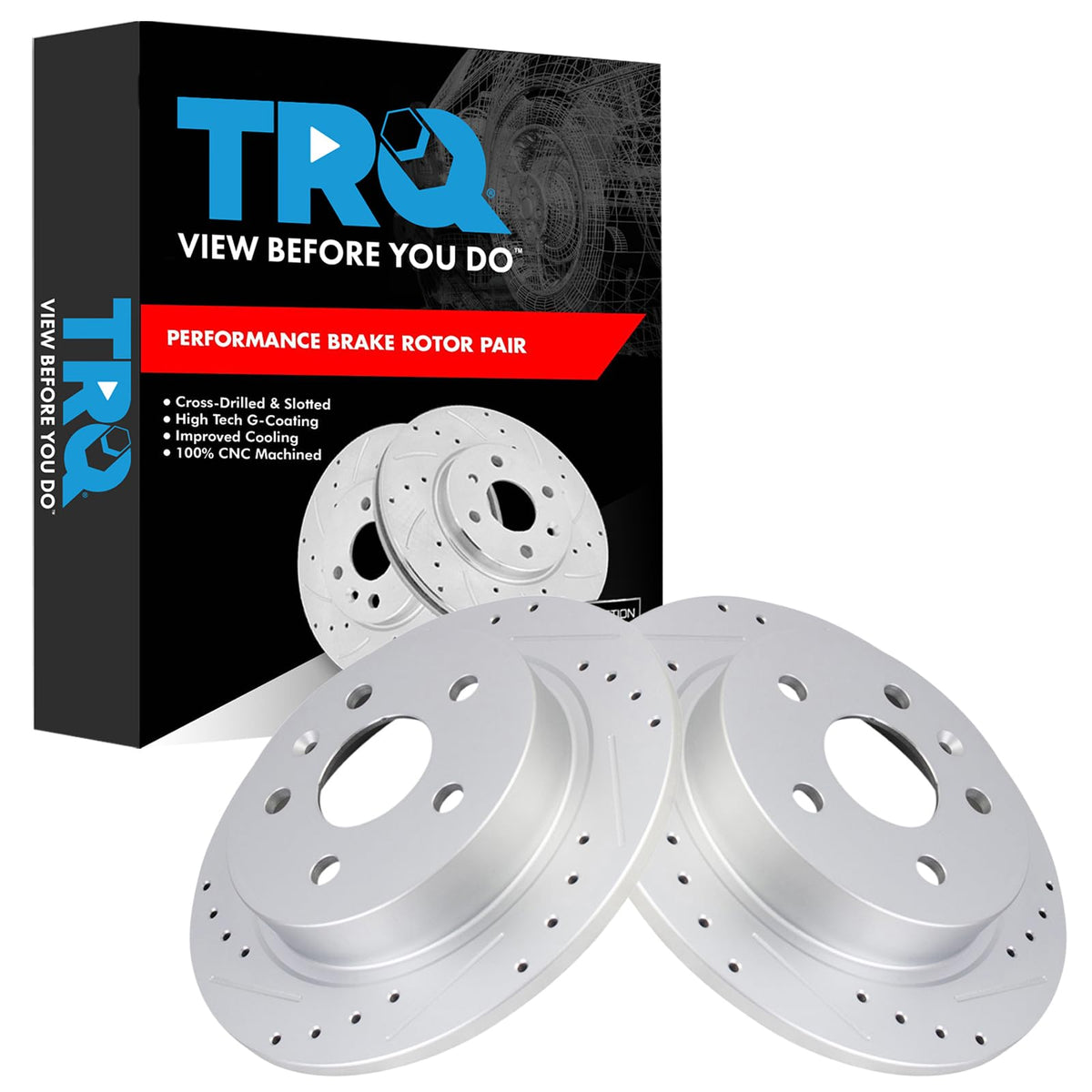 Trq Rear Performance Brake Rotors Set Premium G-Coated Compatible With 2012-2016 Buick Lacrosse 2011-2017 Regal 2013-2016 Chevro