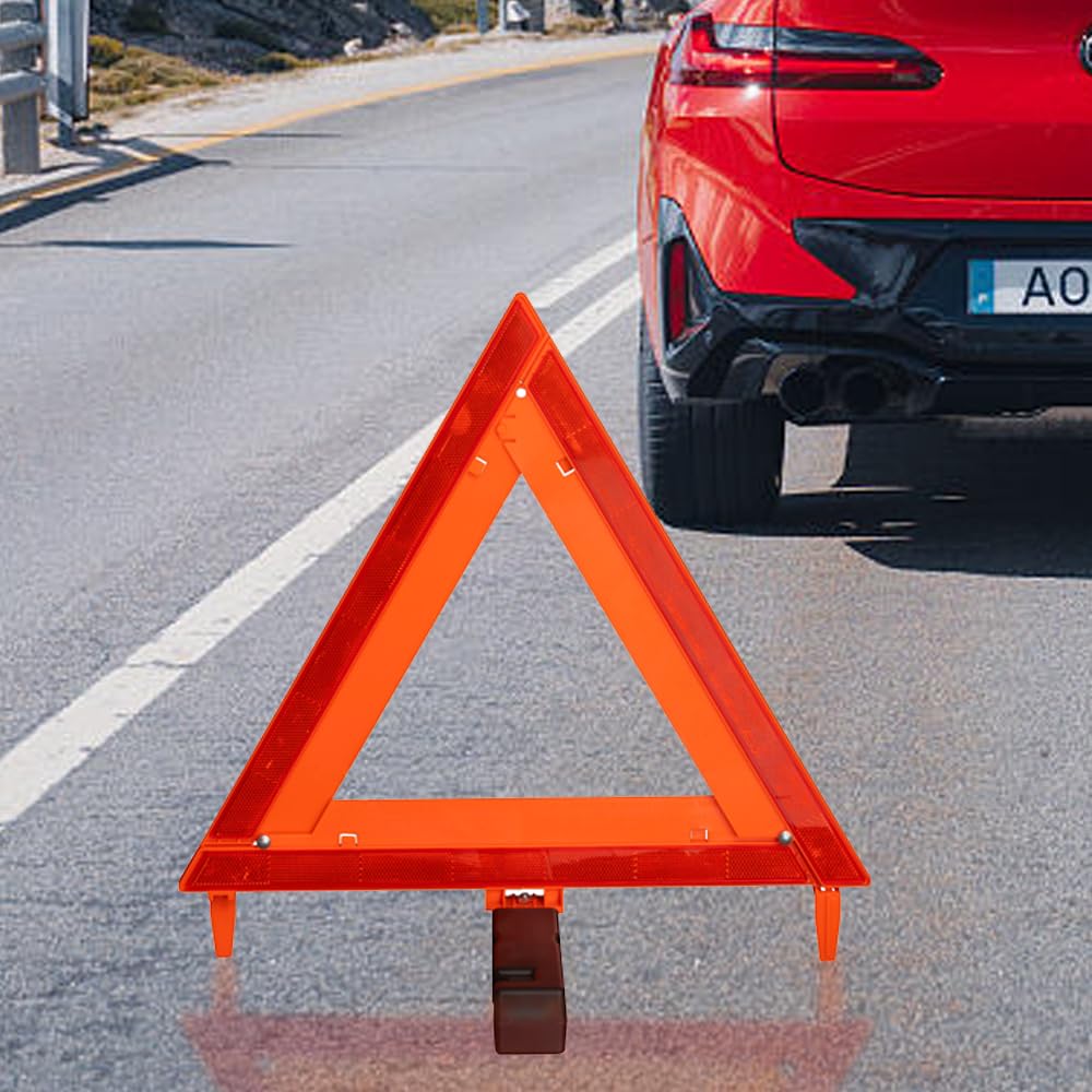 YuBoQi(3PK) Reflective Warning Road Safety Triangle Kit ROAD Emergency Triangle Sign DOT Approved for Truck,LED Road Flares 49 C