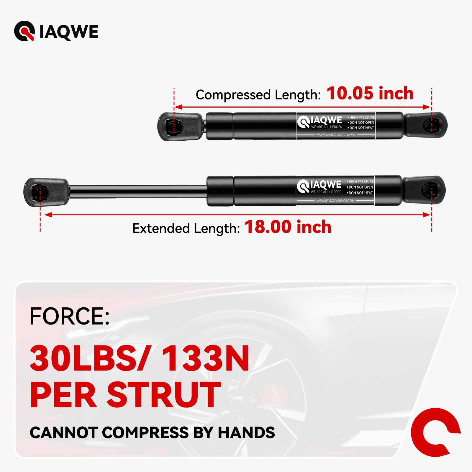 Iaqwe 18 Inch 30Lb/133N Gas Struts Leer Are Snugtop Camper Shell Spring Shock Pickup Truck Topper Lift Support For Rear Window T