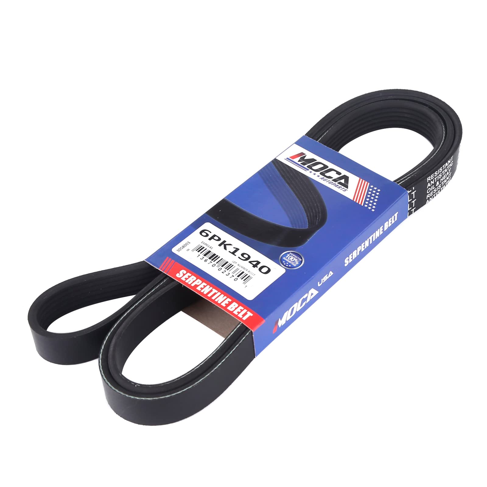 MOCA 6PK1940 EPDM Serpentine Belt 00-05 for Toyota Celica 1.8L & 11-13 Chevy Caprice 6.0L & 18-19 Land Rover Range Rover Velar 3