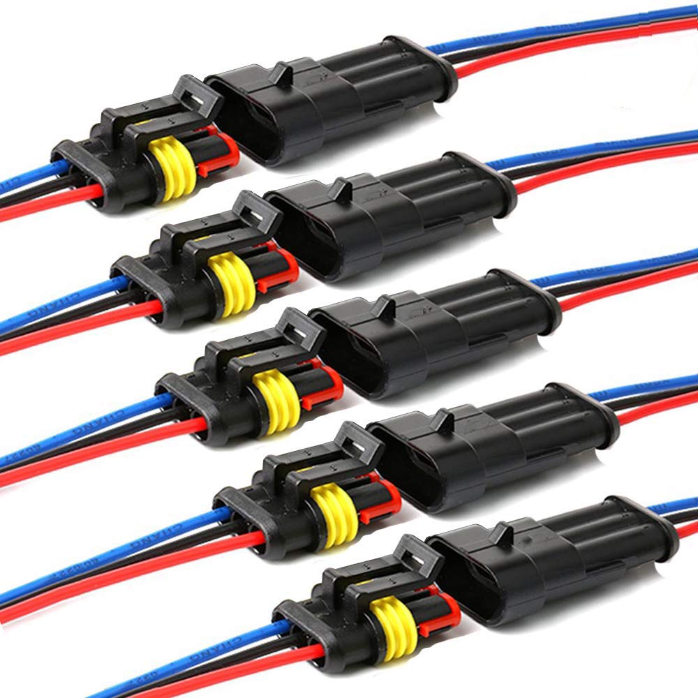 Yetor Way Car Waterproof Electrical Connector,16 Awg 3 Pin Plug Auto Electrical Wire Connectors Marine For Car, Truck, Boat, And