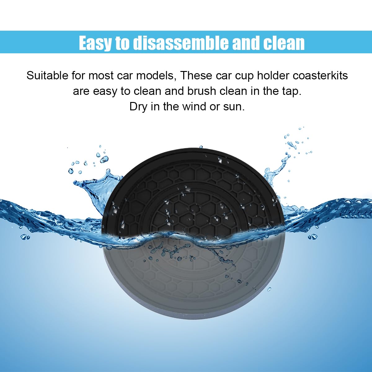 2PCS Car Cup Holder Coasters, 2.75 Inch Auto Non-Slip Anti Dust Cup Mats, Console Cup Holder Insert Coaster Auto Insulated Mats,