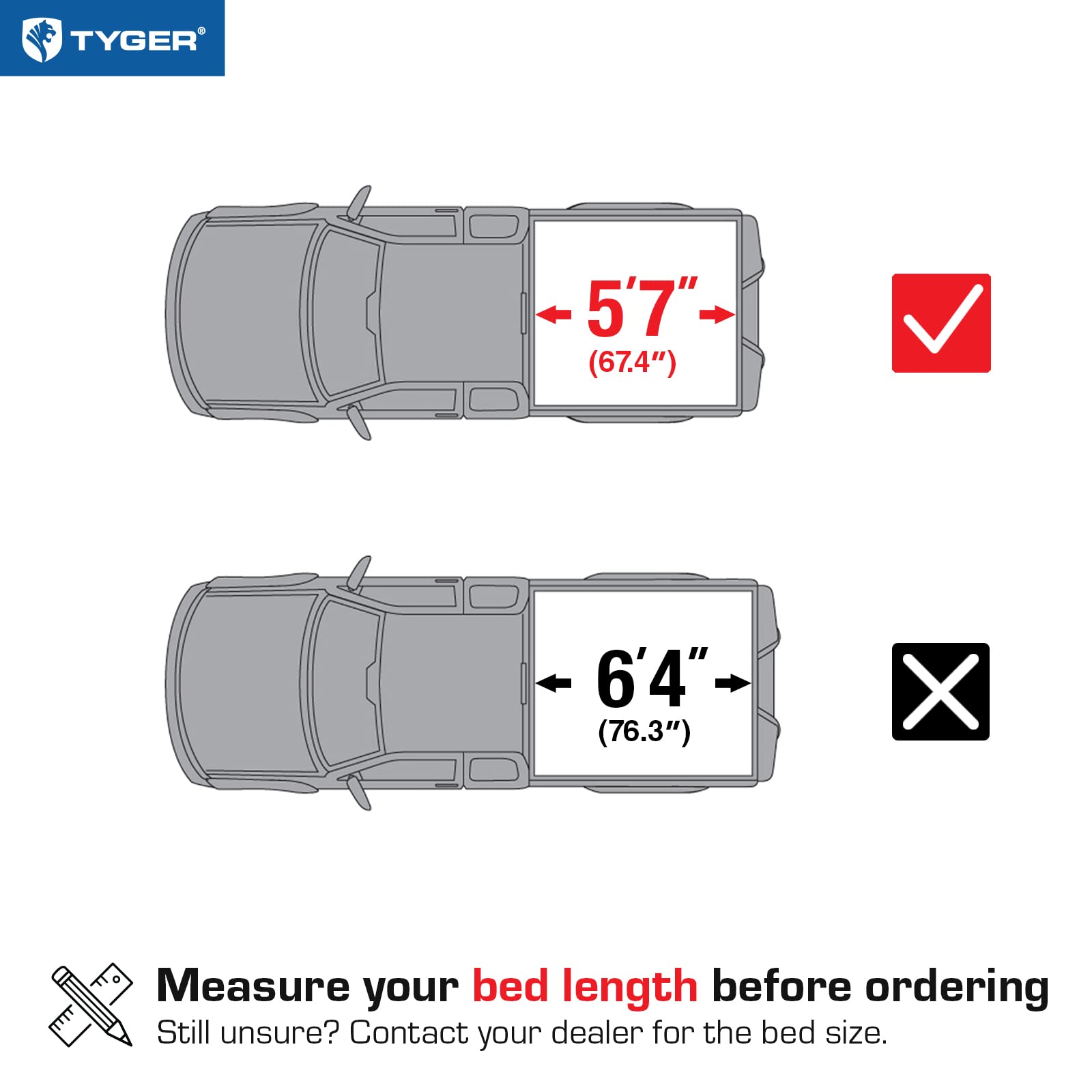 Tyger Auto T3 Soft Tri-Fold Truck Bed Tonneau Cover Compatible With 2019-2025 Ram 1500 New Body (Not Fit 19-25 Classic) | 5'7''