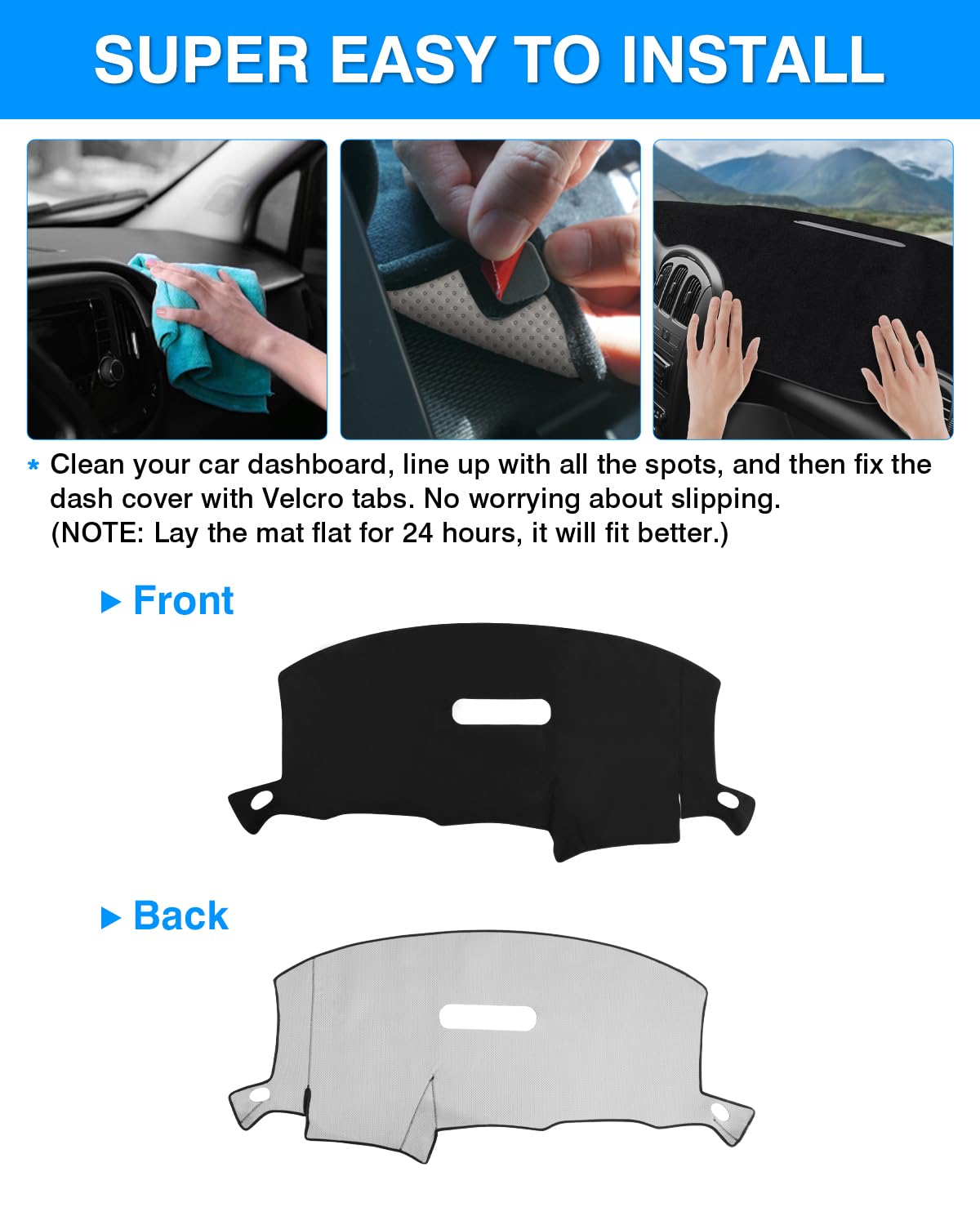 Autorder Dashboard Cover Mat For 2001-2007 Dodge Caravan/Grand Caravan/Chrysler Town Country Accessories Dash Cover Flannel Dash Mat Protector (Without Raised Display W/O Sensor)