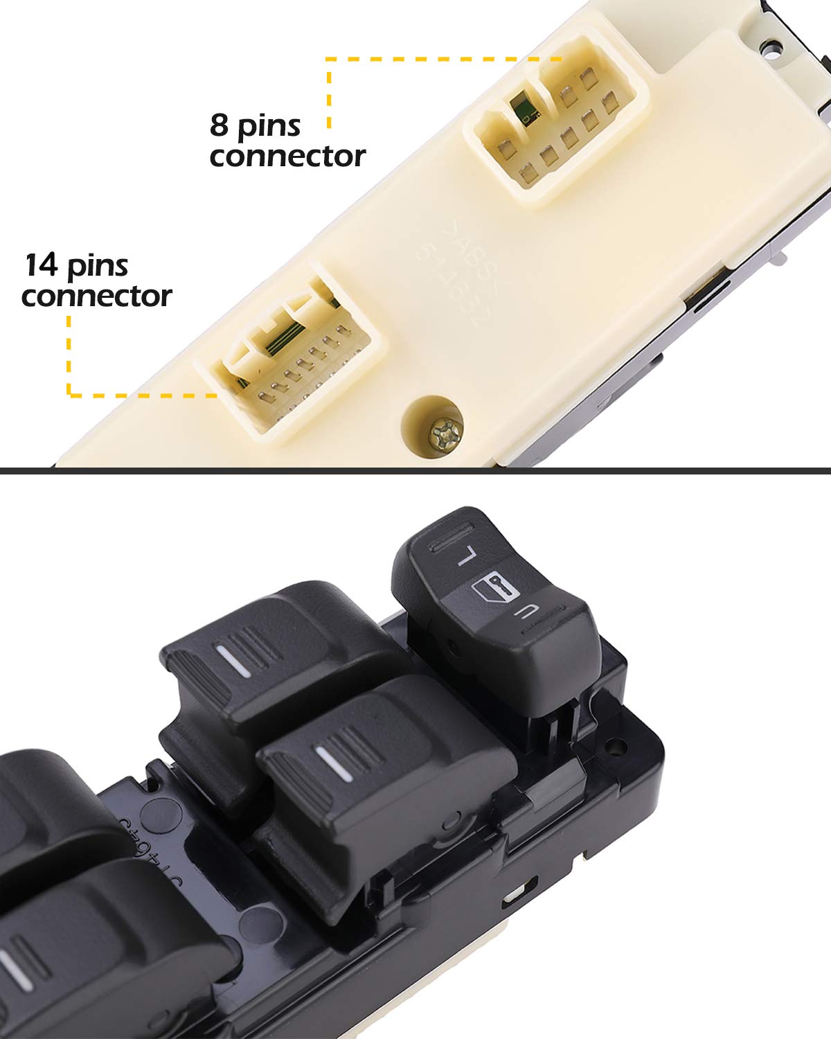 25779767 Driver Side Power Window Master Switch Replacement For Colorado 2004-2012/Replacement For Canyon 2004-2012 /H3 2006-2010/H3T 2009-2010/With White Backlight