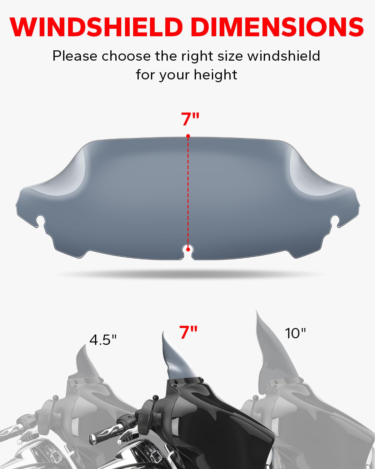 Amazicha 7 Smoke Wave Windshield Windscreen Compatible For 2014-2024 Harley Davidson Touring Street Glide/Electra Glide/Ultra Limited/Tri Glide Flht Flhx Flhxs Flhtk (Tint)