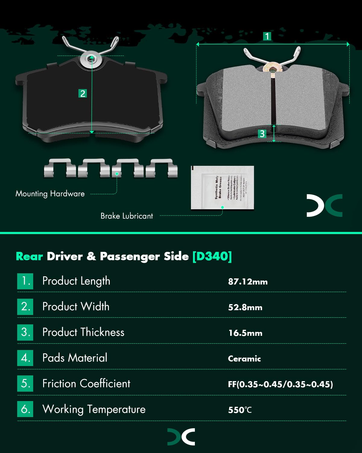 Ceramic Brake Pads Kits,Scitoo 8Pcs Brakes Pads Set Fit For 2010-2017 For Chevrolet Equinox,2010-2017 For Gmc Terrain