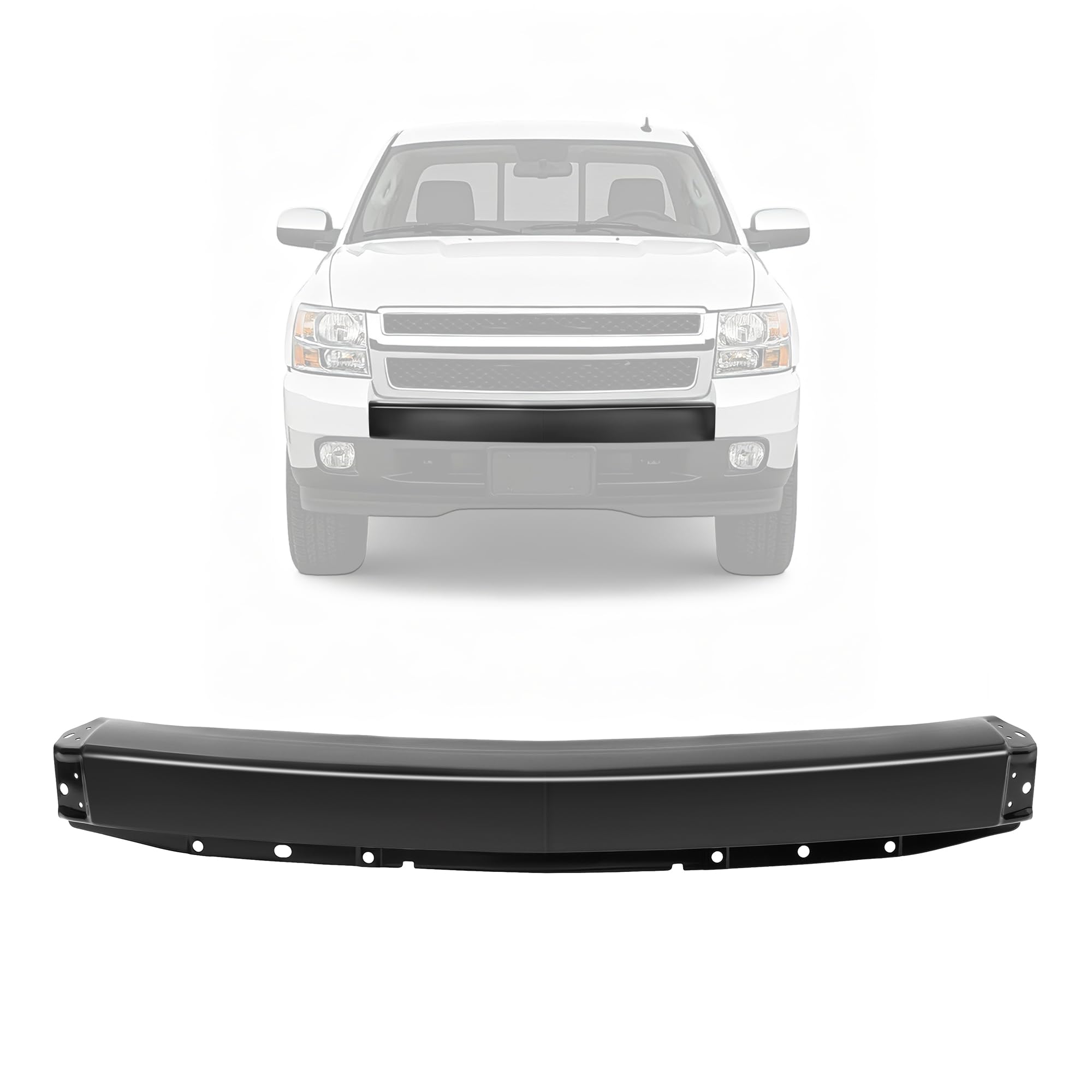 ECOTRIC Front Bumper Face Bar Compatible with 2007-2013 Chevy/Chevrolet Silverado 1500, 2500 HD, 3500 HD W/O Front Air Intake Cu