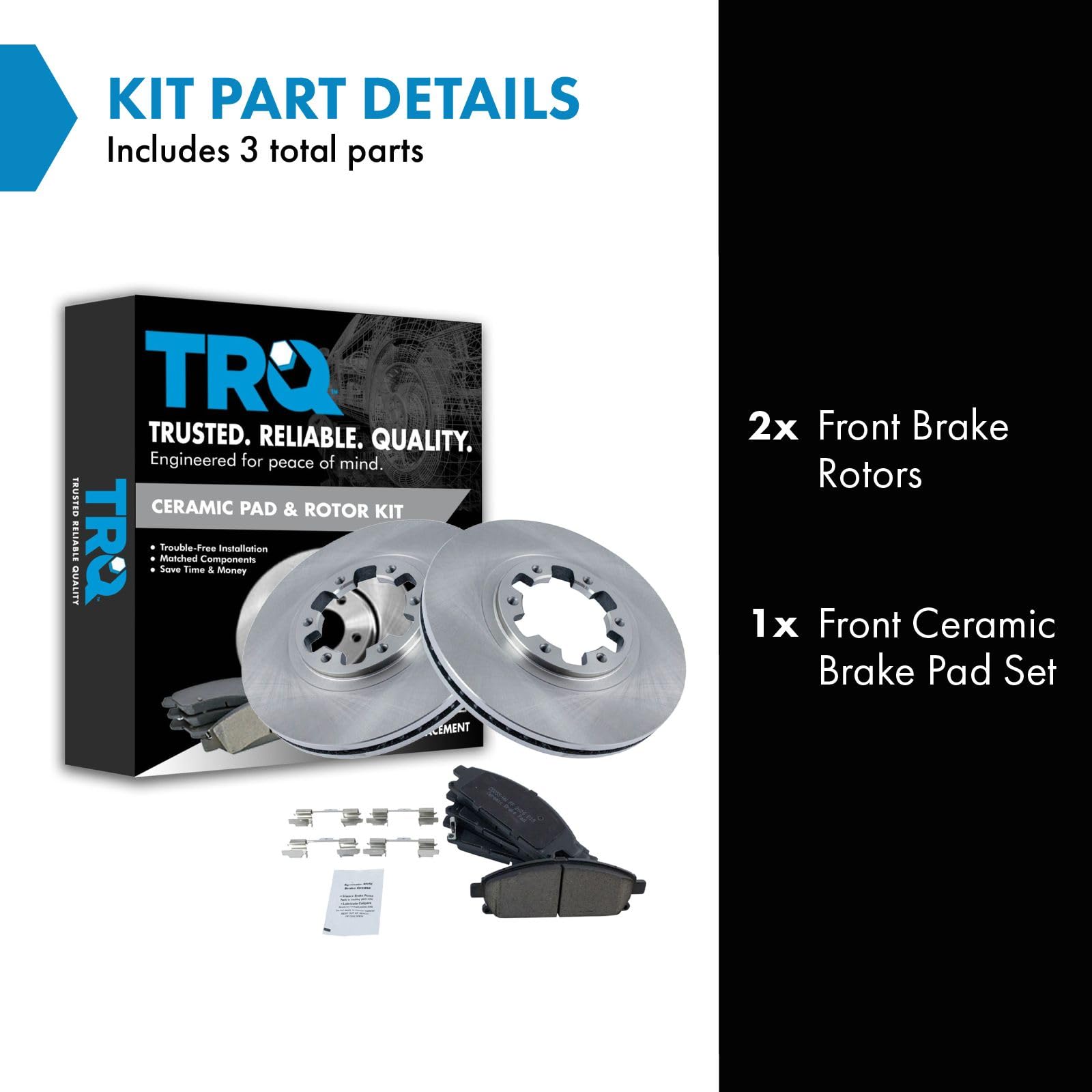 Trq Front Brake Pad & Rotor Kit Brake Pads Brake Rotor Ceramic Compatible With 1998-2003 Infiniti Qx4 1999-2004 Nissan Pathfinde