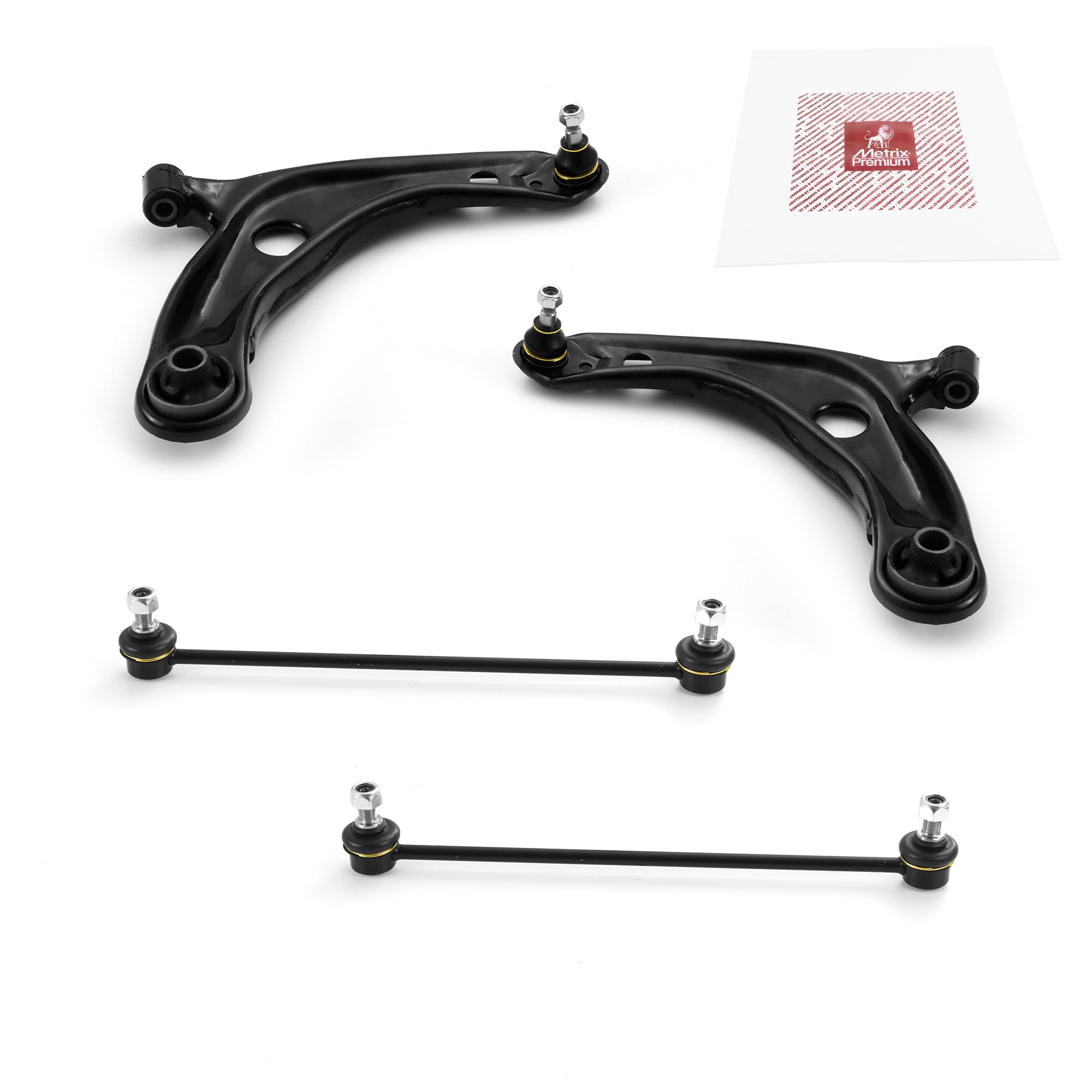 Metrix Premium Chassis Parts - 4 Pc Front Lower Control Arm & Front Sway Bar Stabilizer End Link Kit Fits 08-14 Scion Xd, 06-19