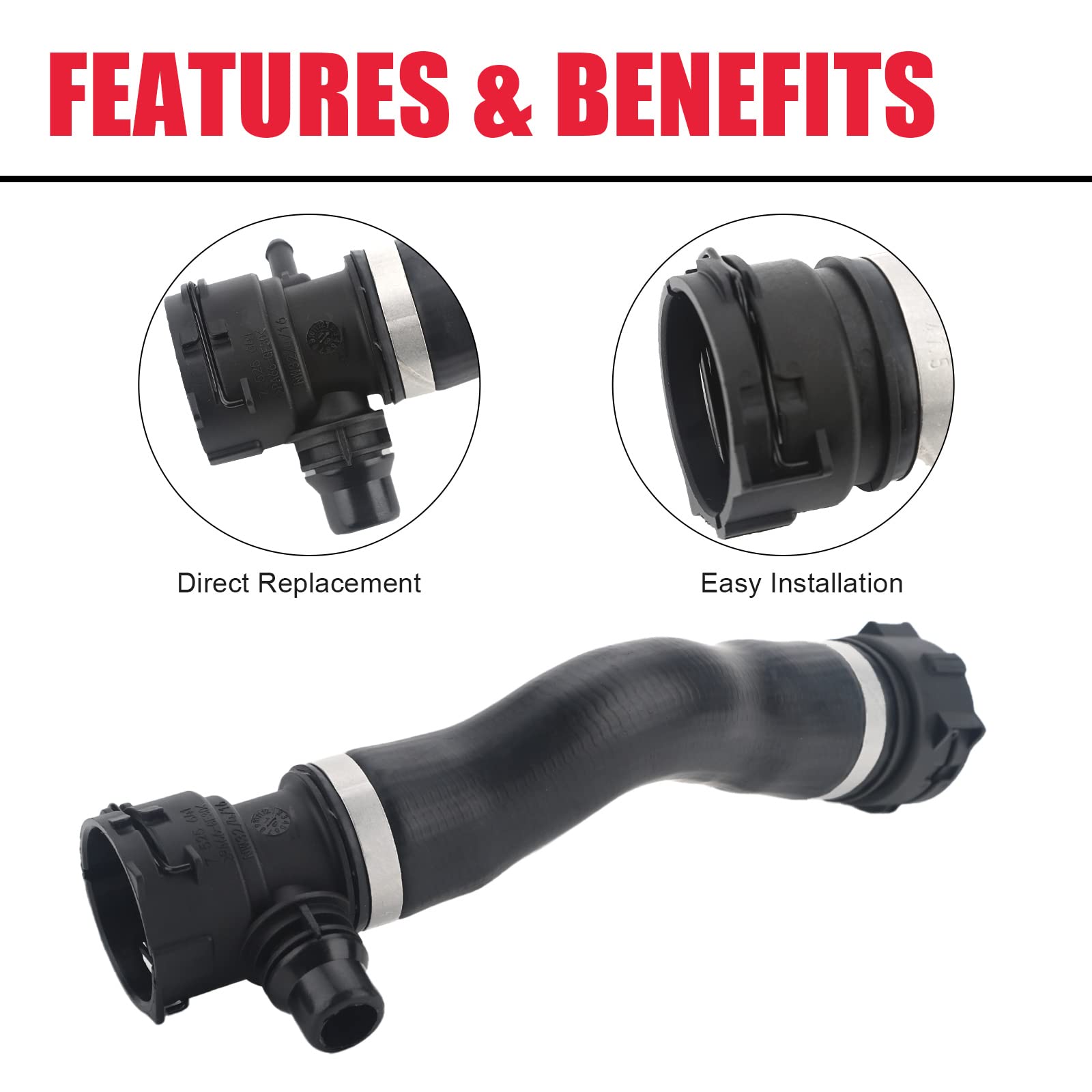 Engine Upper Radiator Coolant Water Hose Pipe Compatible With Bmw E82 E88 E92 E91 E90 Z4 128I 323I 325I 328I 330I Replace 171275