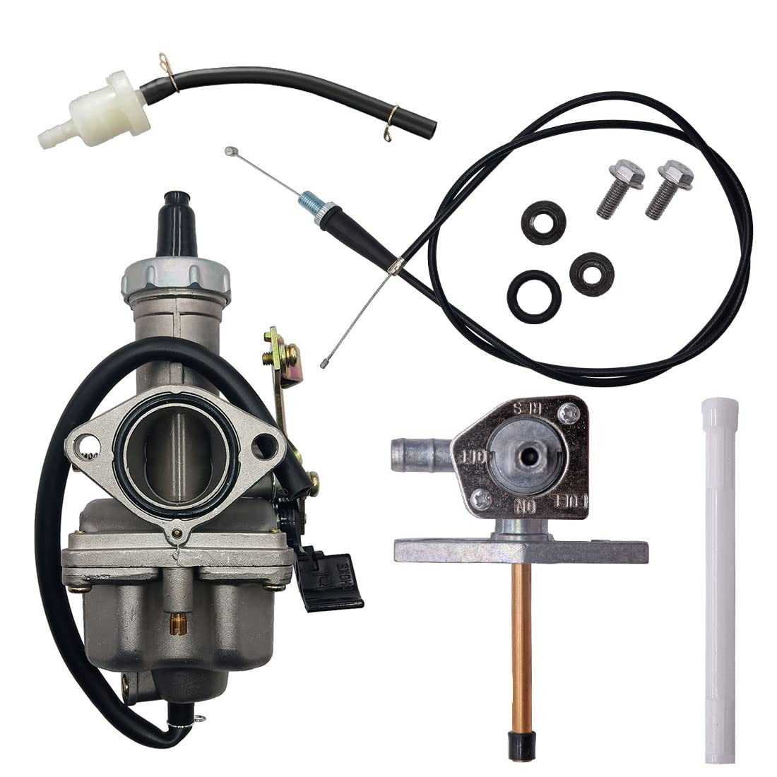 Partman Carburetor Fit For Honda Sportrax 250 Ex Trx250Ex 2001-2005,Atc200M Atc200E Atc200Es Trx200Sx Trx200D Fourtrax Atv Carb Parts With Throttle Cable/Fuel Petcock Valve