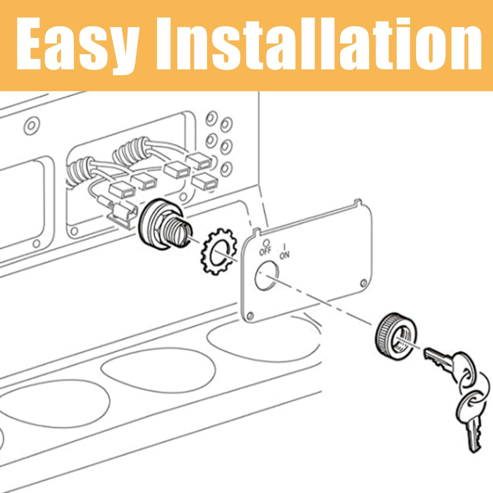 Ignition Switch And Key 2 Terminals Carabiner 17421G1 Fits Ez-Go Electric Golf Cart