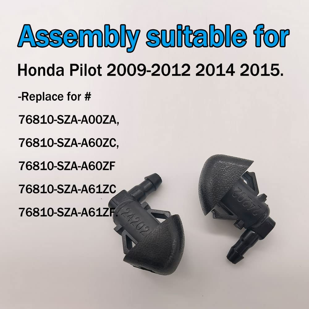 Windshield Washer Nozzles Kit, Front Windshield Washer Nozzle Assembly And Fluid Hose With Connectors For Honda Pilot 2009-2012