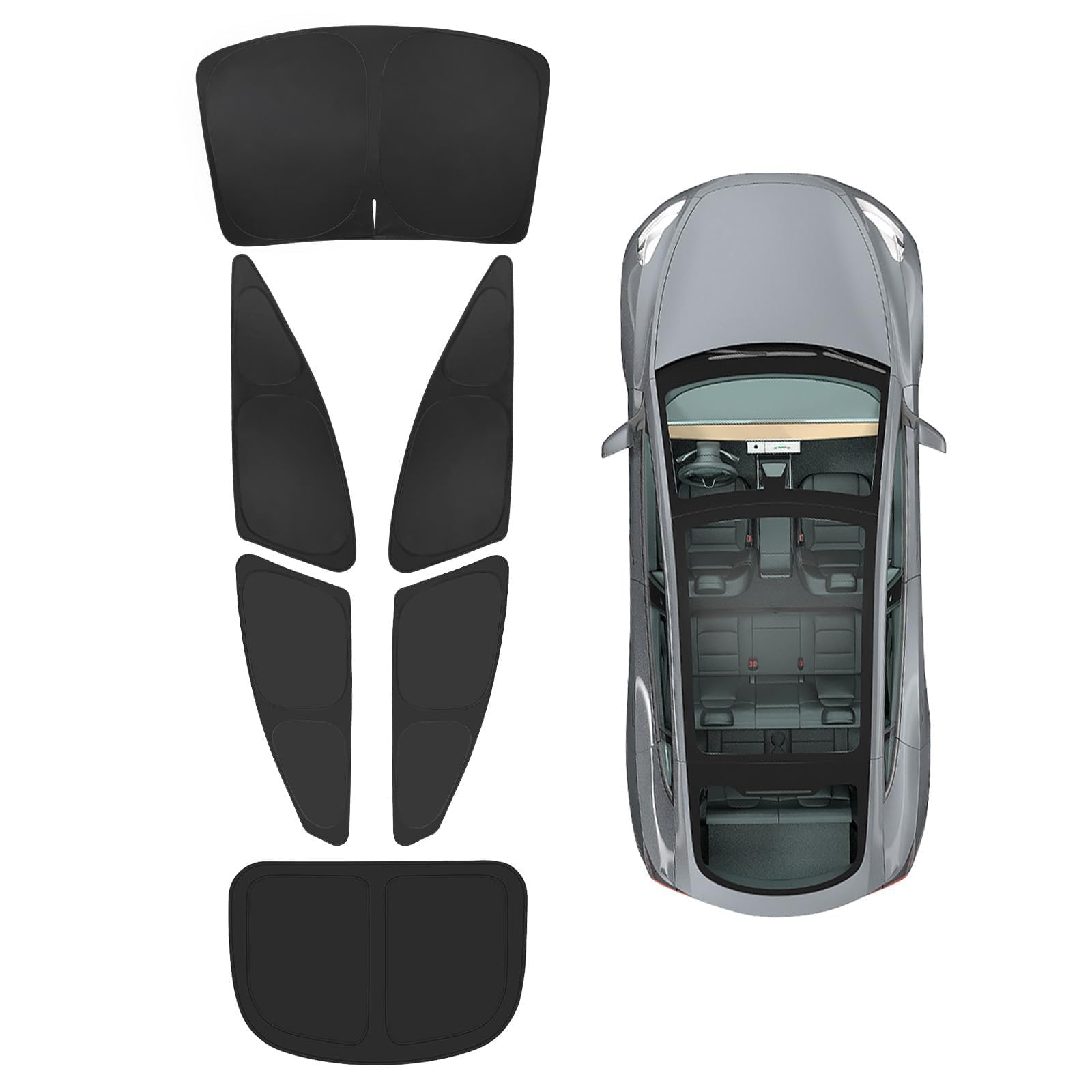 Basenor 6Pcs 2022-2025 Tesla Model S/Model S Plaid Side Window Sunshade Windshield Sunshade Privacy Shade Camping Rear Windshiel