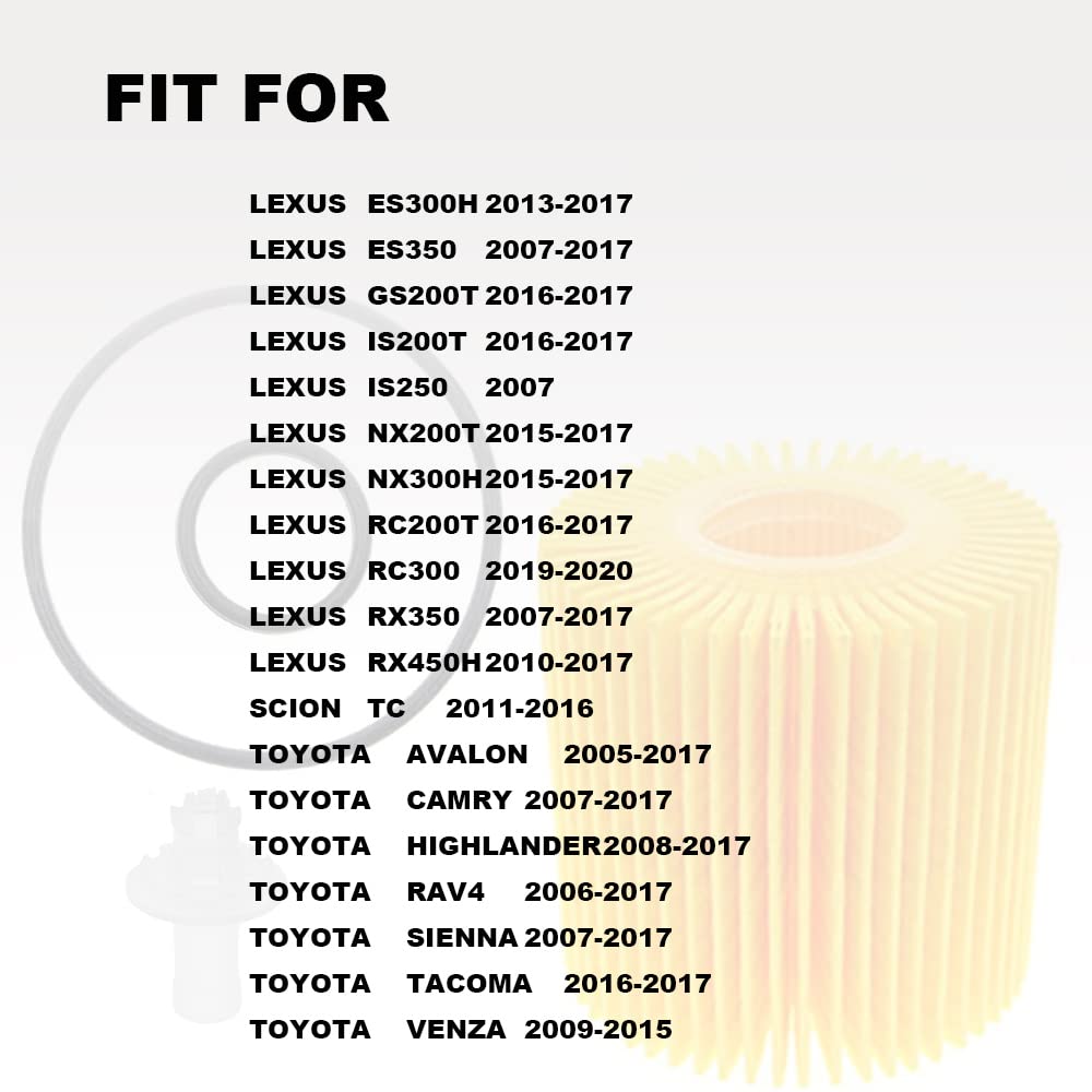 6 Pack,Pack Of 6 Engine Oil Filter Compatible With Toyota Avalon Camry Highlander Rav4 Tacoma Sienna And More Replace 04152-Yzza1,04152-31090, 04152-Yzzg1