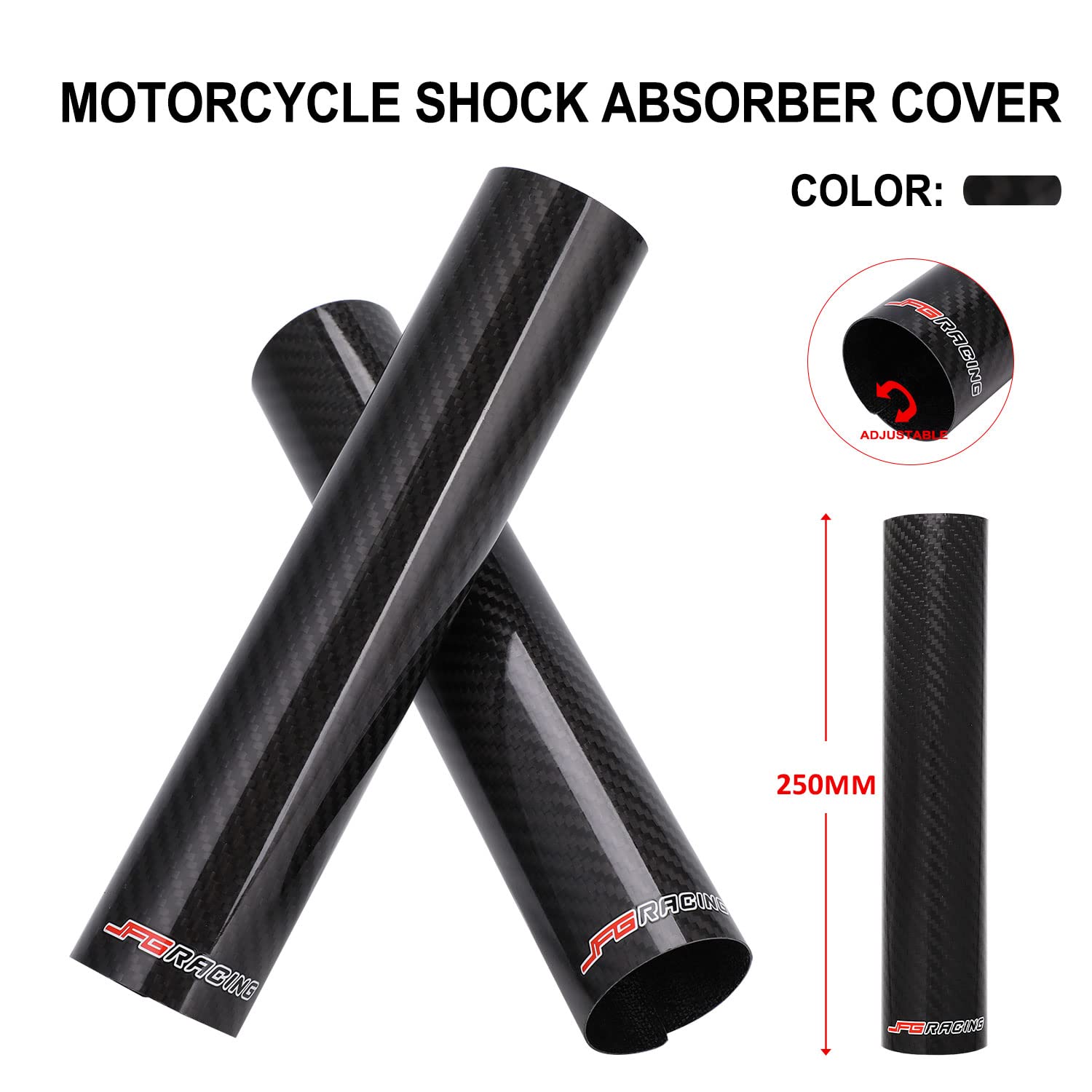JFG RACING Motorcycle Carbon Fiber Fork Wrap Boots Gator Guard Protector Front Shock Covers Gaiters For Most Dirt Bike, 2 PCS 25