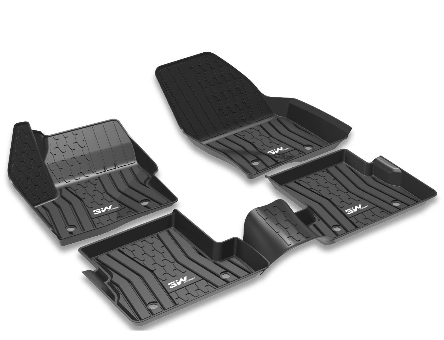 3W Floor Mats Fit For Lincoln Mkx 2016 2017 2018 / Lincoln Nautilus 2019-2022 Tpe All Weather Custom Fit Floor Liner For Lincoln Mkx 1St And 2Nd Row Full Set Car Liners Black