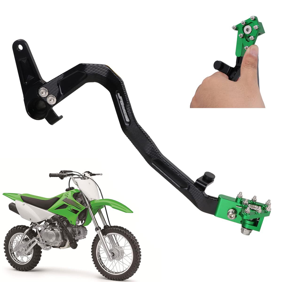 Jfg Racing Motorcycle Folding Rear Brake Pedal Foot Lever Cnc For Klx 110 Klx110 2010-2020 Pit Dirt Bike Green