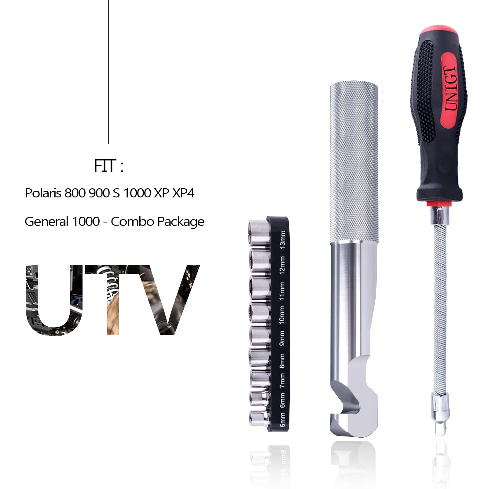 UNIGT Clutch Cover Removal Tool Compatible with Polaris RZR XP Turbo, RS1 Ranger XP 1000 Reversible Belt Changing Tool with Sock