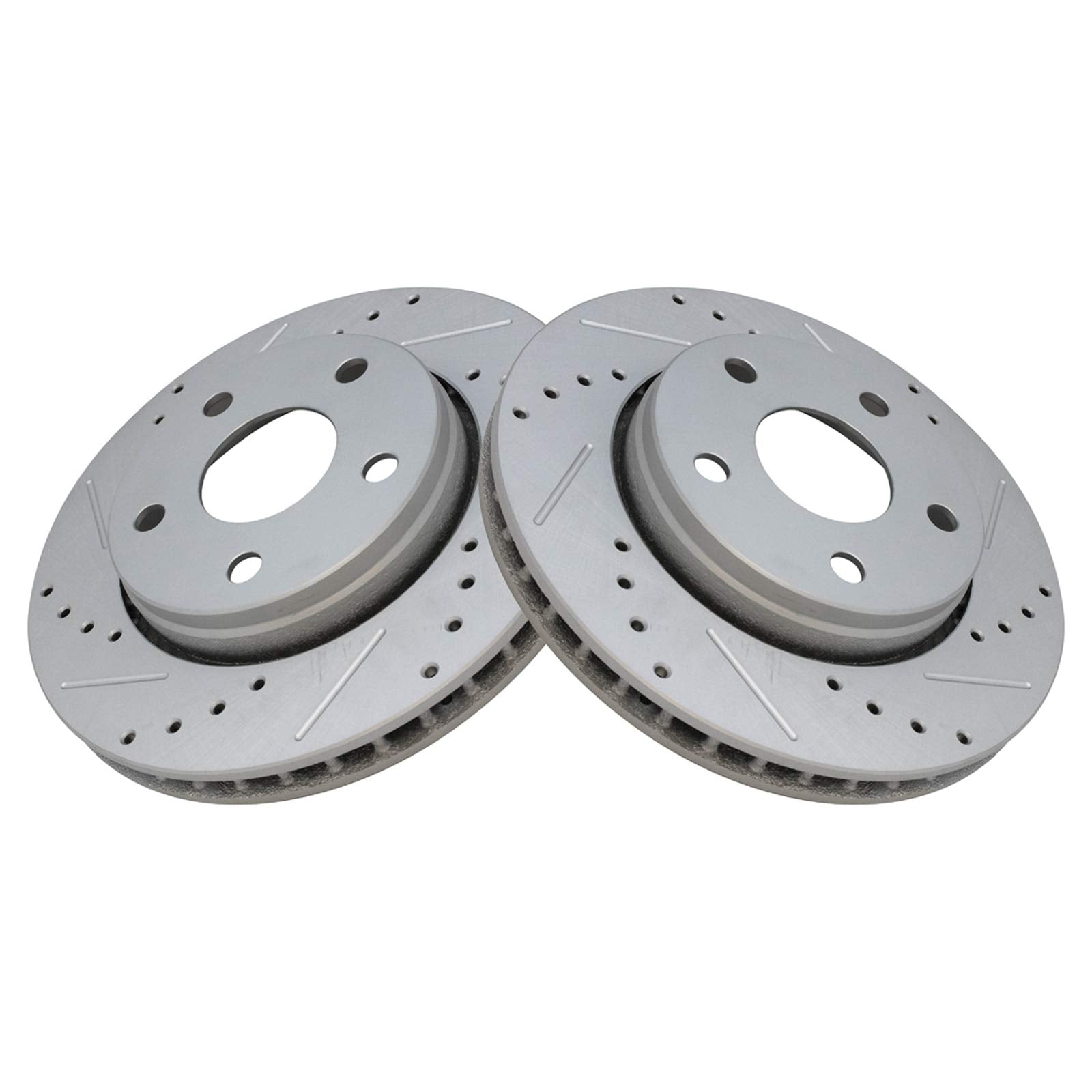 Trq Front Performance Brake Rotors Set Premium G-Coated Cross Drilled & Slotted Compatible With 2007-2017 Jeep Wrangler 2018 Wra