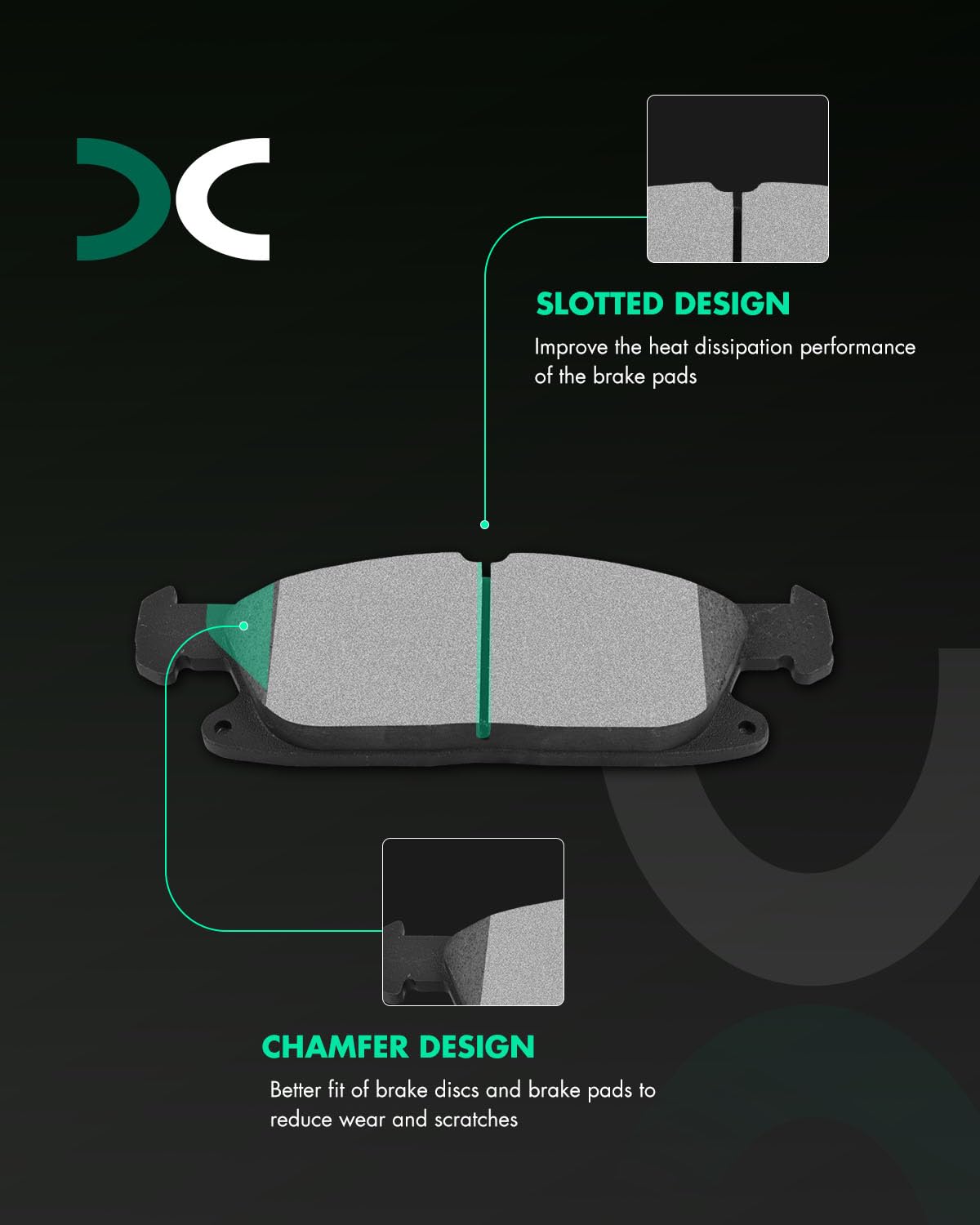 Scitoo Front Disc Brake Pad Set 4Pcs W/Hardware Fit For Ford For Edge 2015-2021,For Lincoln For Mkx 2016-2018,For Lincoln For Na
