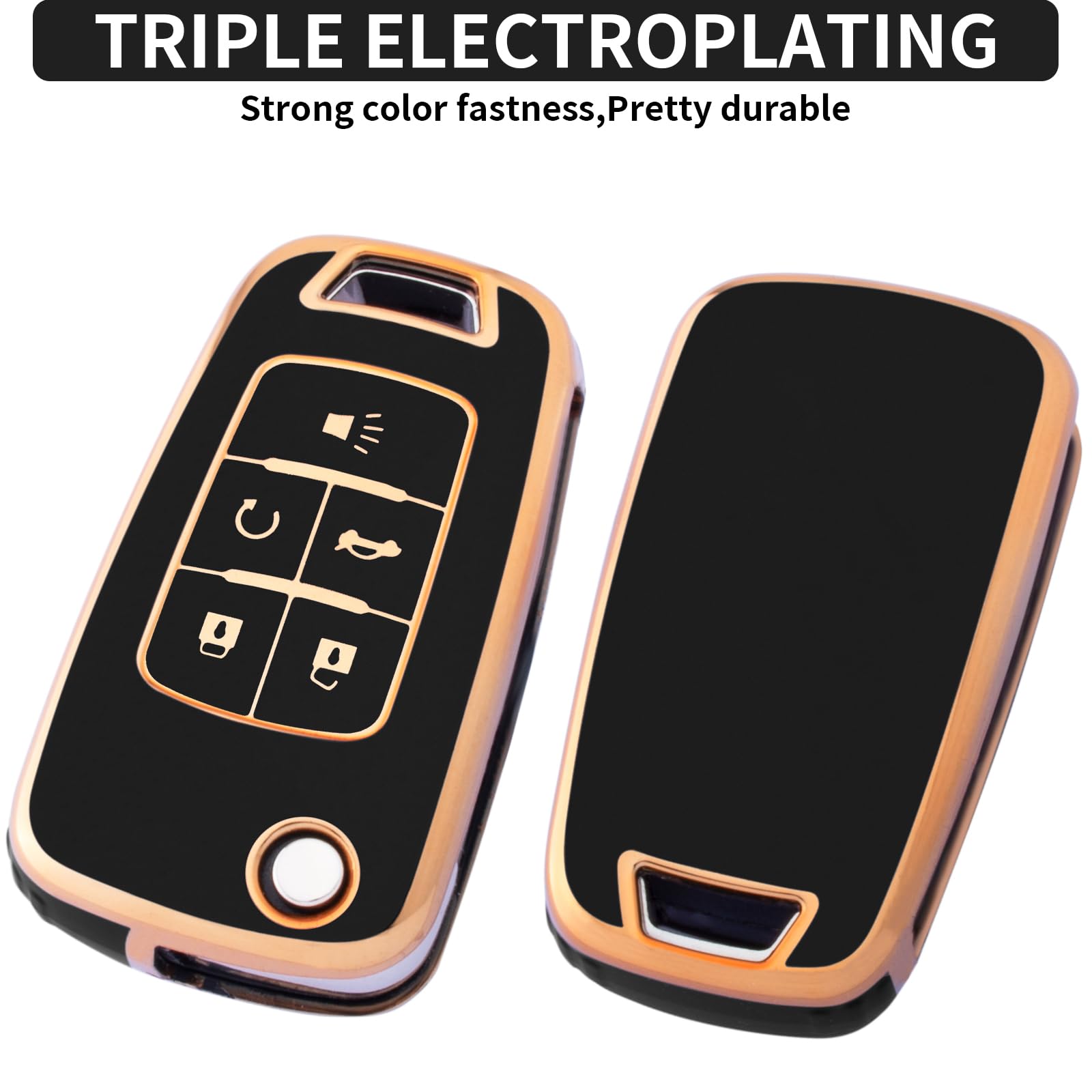 XIYANG TRADE for Chevy Key Fob Cover with Keychain, Soft TPU Key Case Shell Full Protection for Camaro Cruze Equinox Malibu Impa